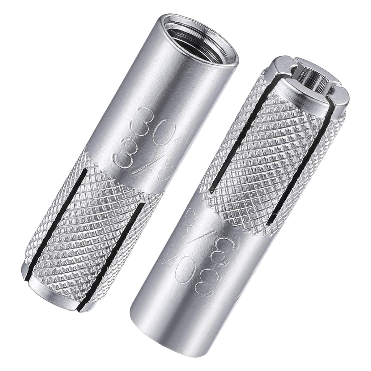 Wensilon(20 pcs) 3/8"-16 Premium Stainless Steel Drop in Anchors Assortment, Knurled Drop-in-Anchor for Solid Concrete, Internal Forced Expansion Screw Bolts