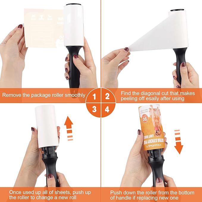 WulaWindy Lint Roller for Pet Hair, Extra Sticky Lint Rollers Pet Hair Remover for Clothes, Work Great on Pet Hair Value Pack (4 Pack) (8 Pack)