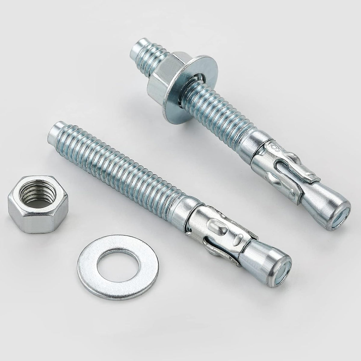 3/8x5" 10Pcs Inch Standard Fasteners for Heavy-Duty Zinc Wedge Anchors for Cement and Concrete