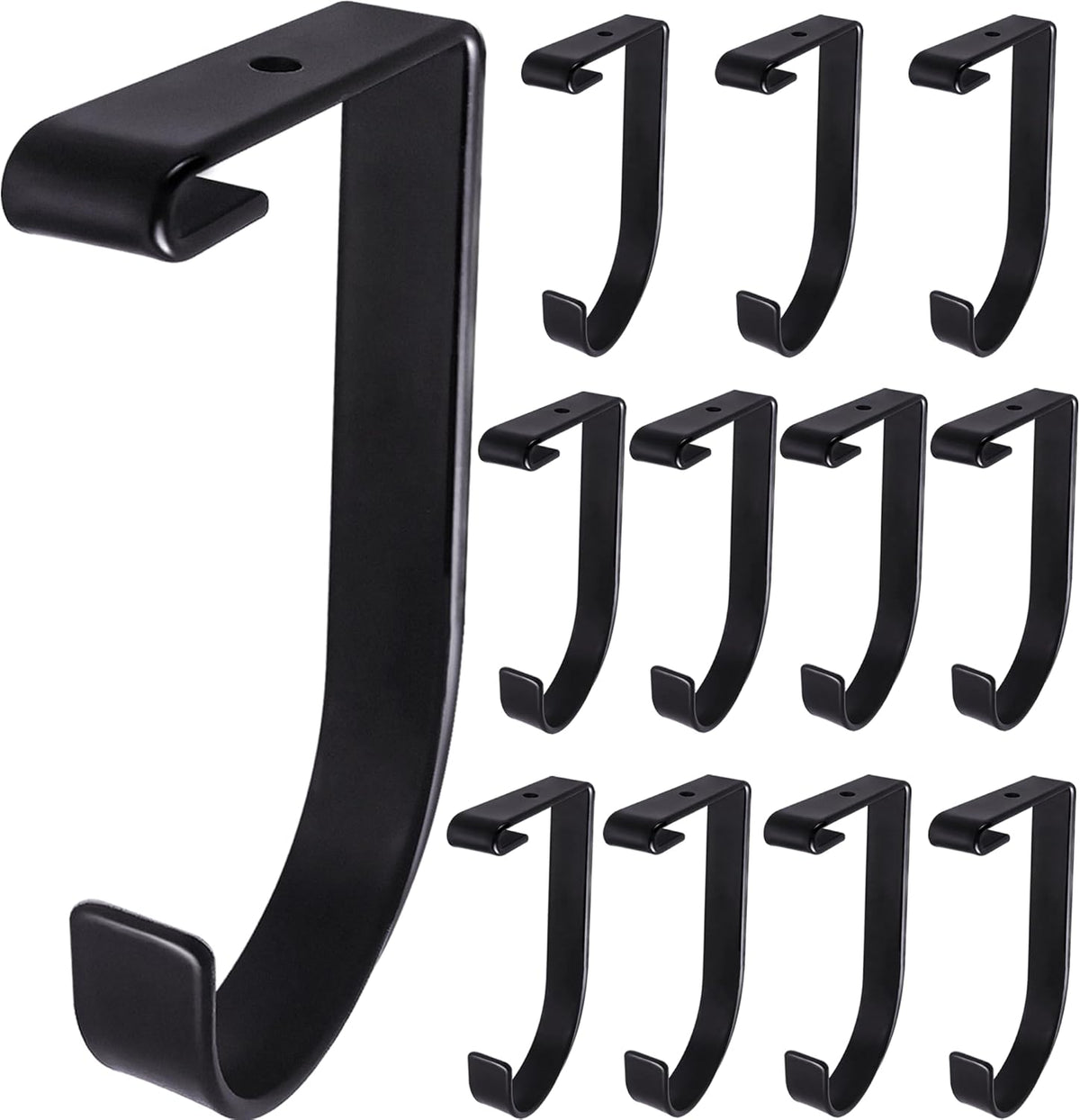 12-Pack Heavy Duty Add-On Storage Flat Hook Accessory for Garage Ceiling Storage Rack and Wall Shelving,Alloy Steel, Black-Suitable for FLEXINOUMTS Ceiling Storage Racks and Wall Shelves