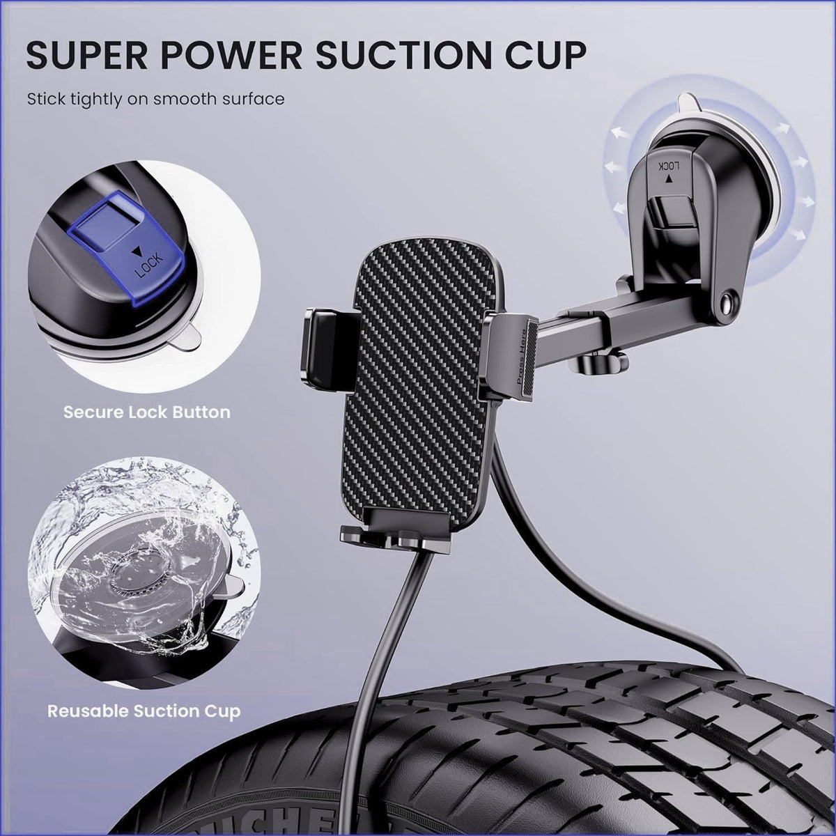 Qifutan Universal Car Phone Holder Automobile Cell Phone Holder Car Mount for iPhone Universal Car Dashboard Mount Fit All Phones