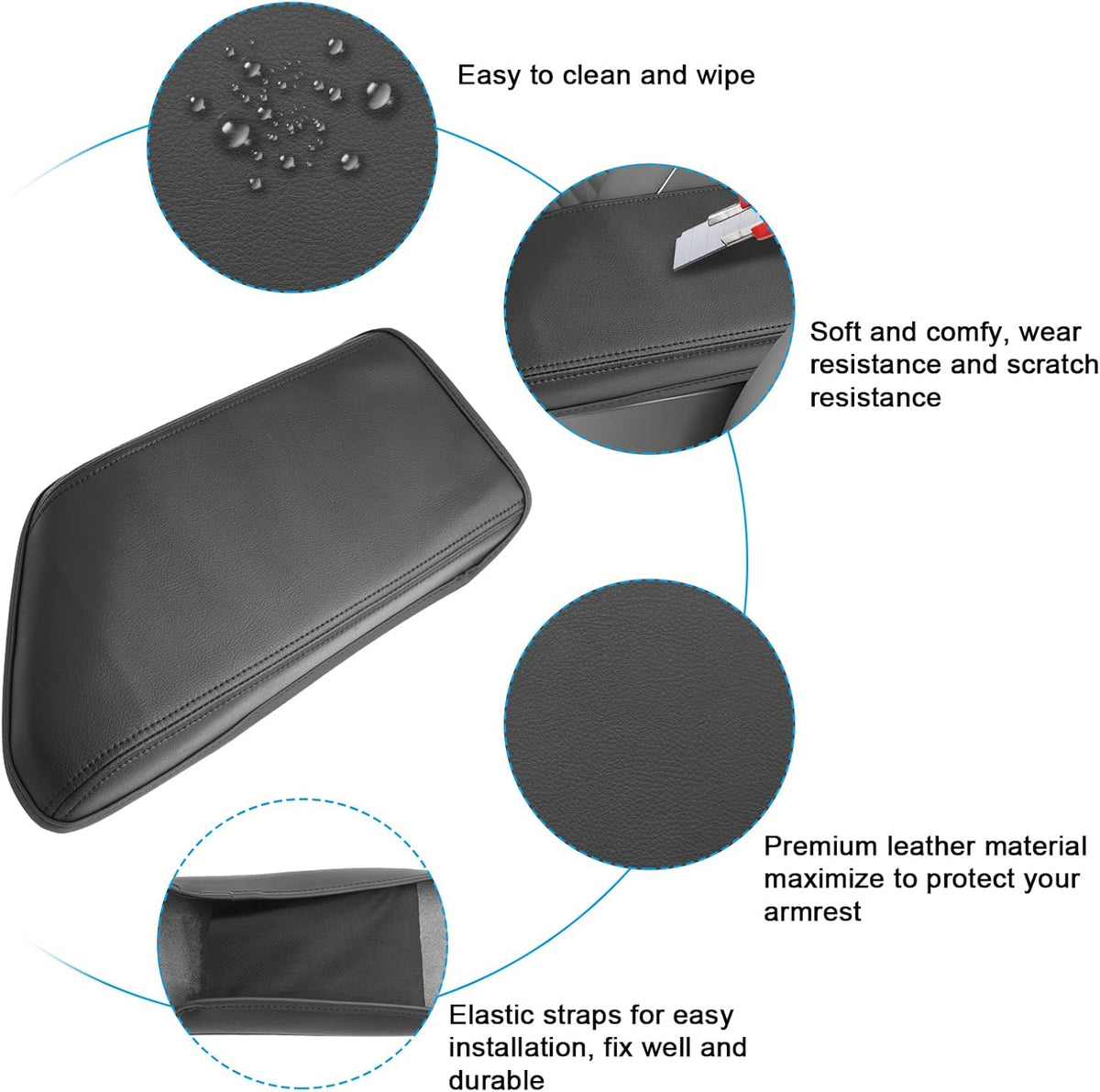 SXCY for 2020-2025 VW Jetta Armrest Cover for Volkswagen Jetta 2025 Armrest Console Cover 2020-2024 2025 Jetta Center Console Cover 2025 Jetta Middle Console Cover (Black Stitched Slim)