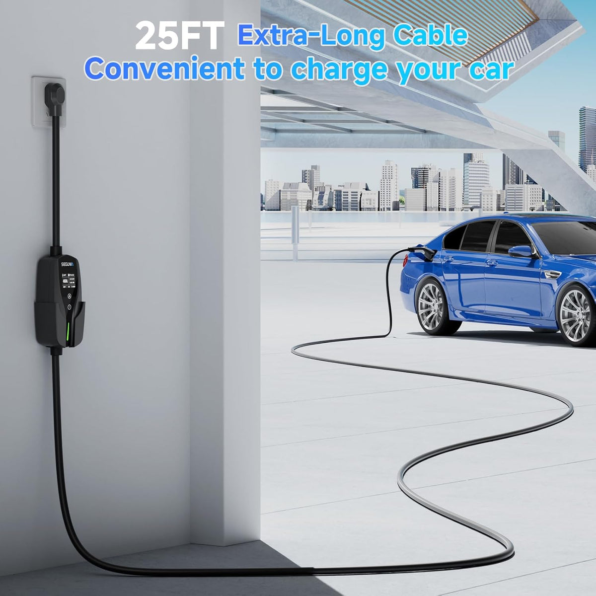 Level 2 EV Charger, 40Amp Electric Car Chargers 25FT Cable with NEMA 14-50 Plug, Adjustable Current, Timing Delay Electric Vehicle Chargers for J1772 BEVs/PHEVs 240V 9.6kW