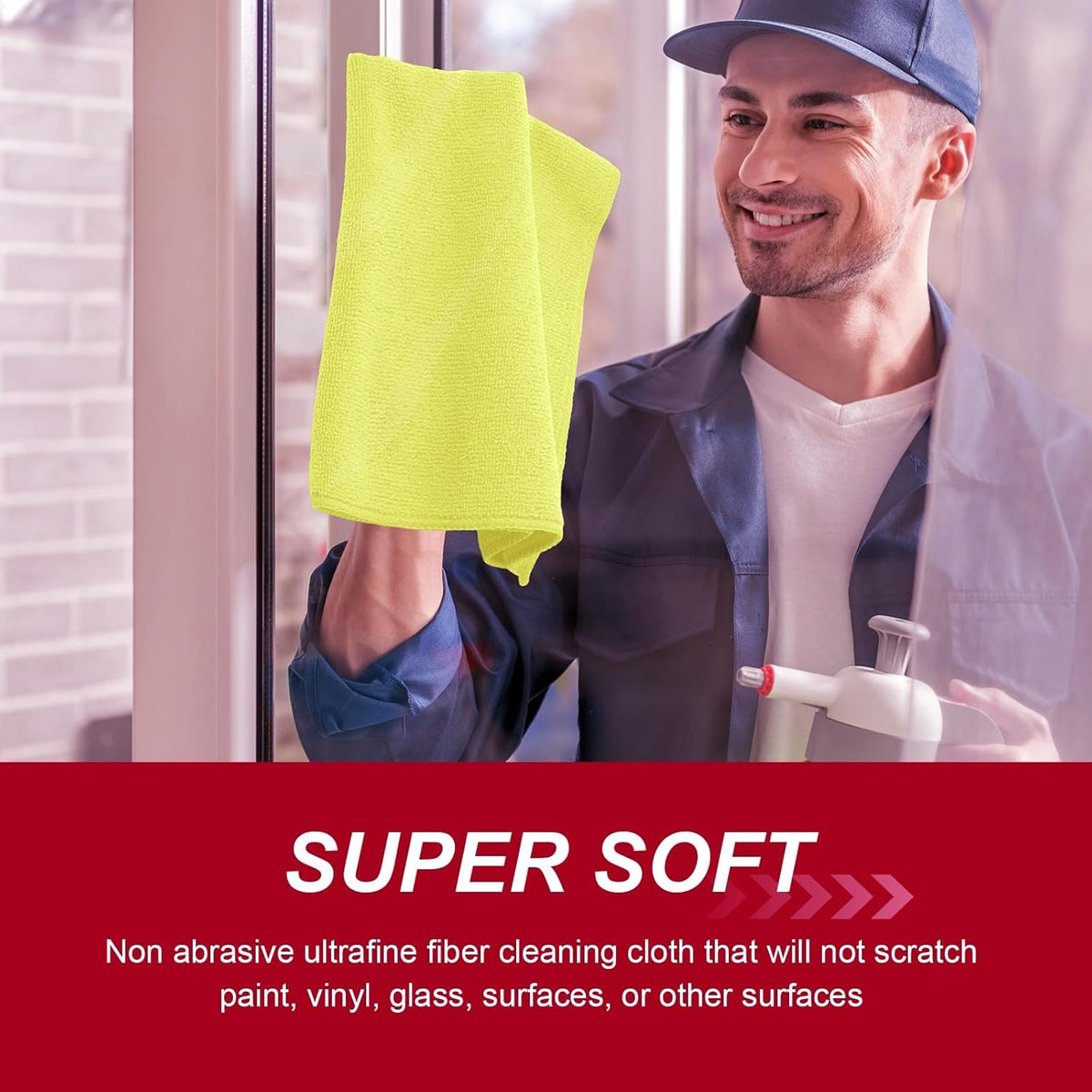 200 Pcs Microfiber Cleaning Cloth 16x16 Inch Microfiber Towels for Car Ultra Absorbent Cleaning Rags Reusable Lint Free Streak Free Detailing Towel for Car Washing Drying Dusting (Yellow)