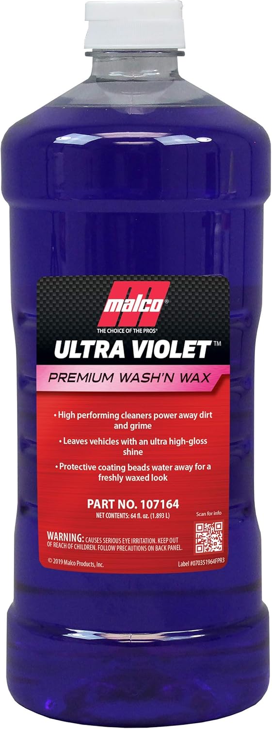 Malco Ultra Violet Premium Wash'n Wax – Best 2-in-1 Car Wash and Wax/Cleans and Provides A Durable, High-Gloss Shine in One Fast and Easy Step / 64Oz. (107164)