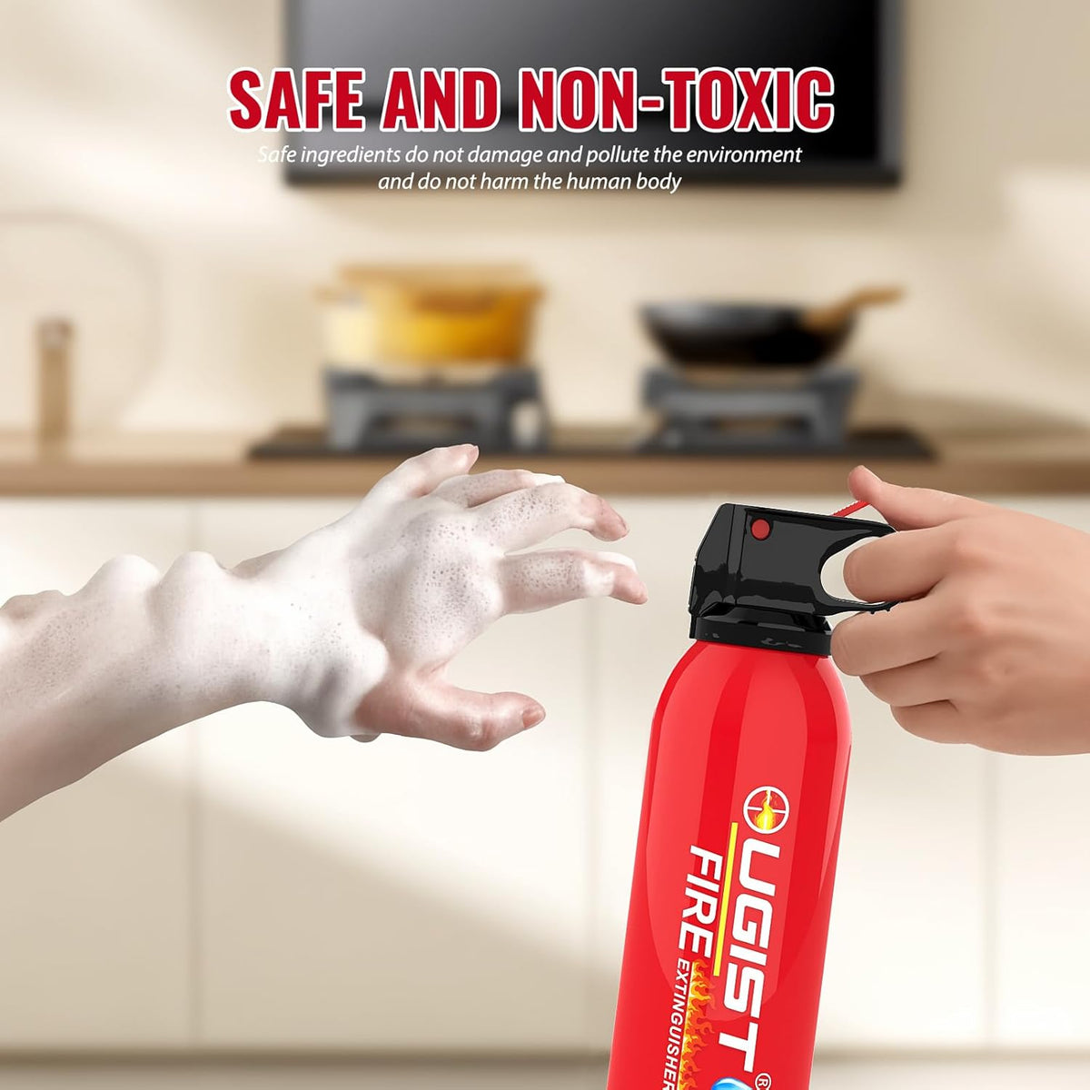 Small Portable Fire Extinguisher for Home and Kitchen, 21oz Each, 1-Pack, Water-Based Fire Extinguishers for Quick Emergency Response, Prevent Re-Ignition, Ideal for Vehicle and Camping, MSJ620