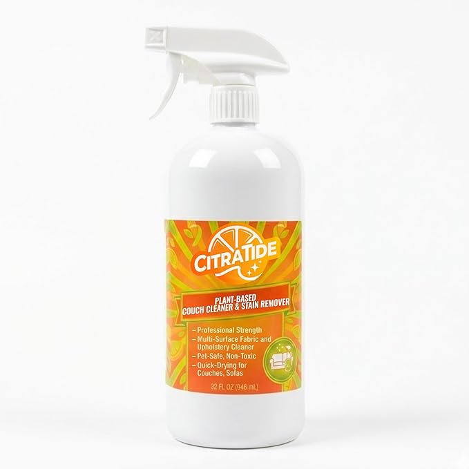 Plant-Based Couch Cleaner & Stain Remover Spray – Upholstery & Fabric Cleaner for Sofas, Couches & Car Interiors – Pet & Kid Safe, Non-Toxic, Eco-Friendly, Made in USA