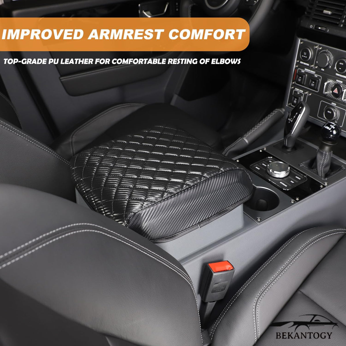 Car Armrest Box Cover Protector Compatible with Ineos Grenadier 2020-2024 Center Console Lid Protector Cover Original Customized Armrest Cover (Carbon Fiber Texture)