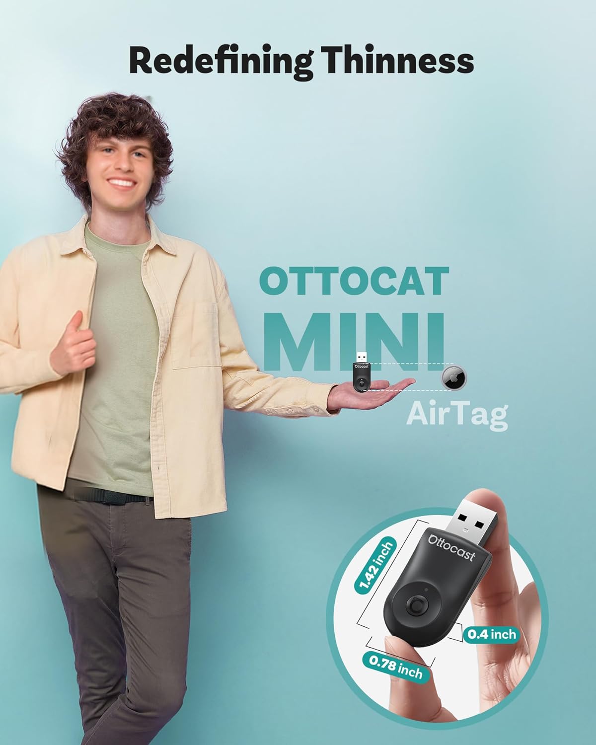OTTOCAST Mini 2025-2-in-1 Wireless CarPlay/Android Auto Adapter, 5GHz WiFi, Auto Connect for 2016+ Cars