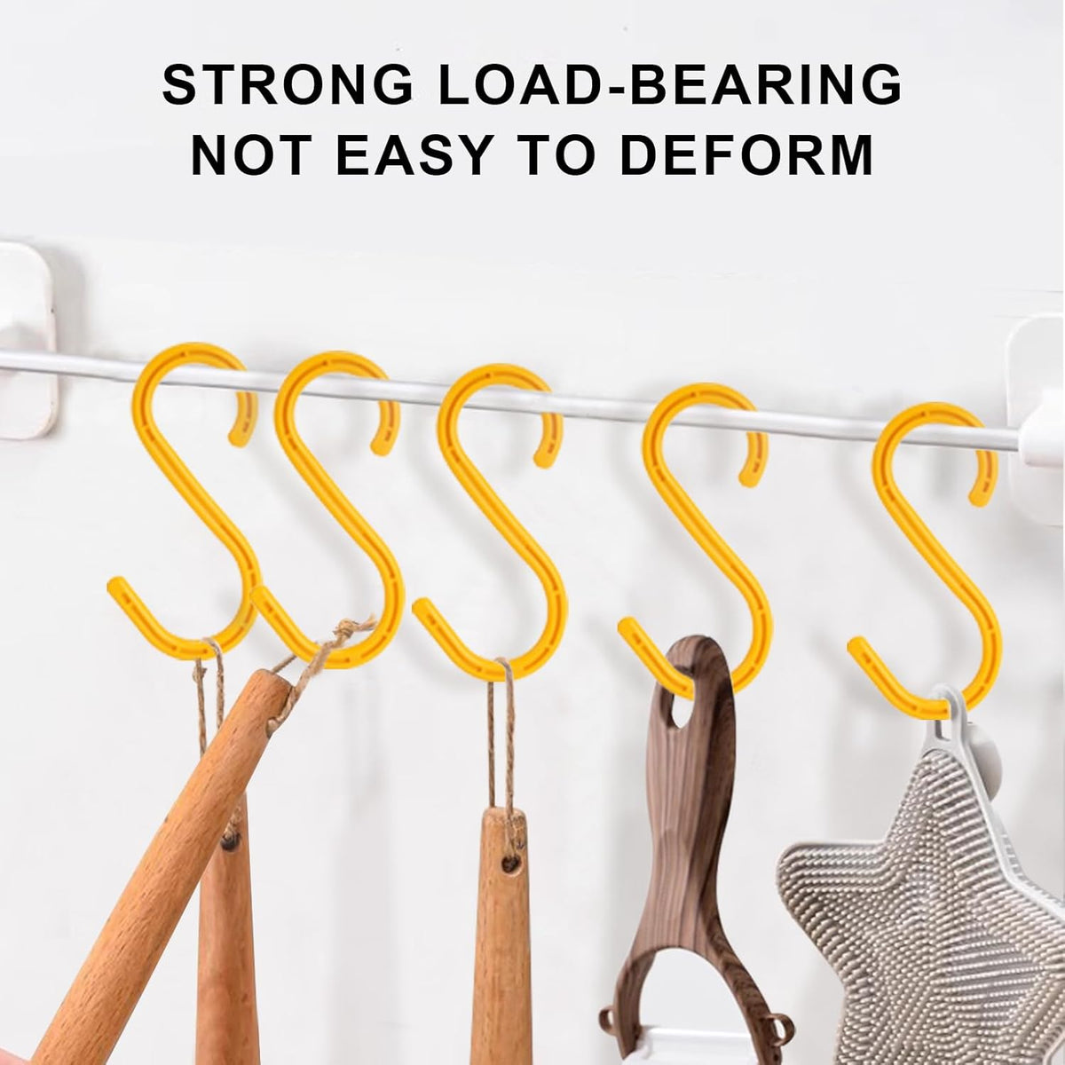 Heavy Duty ABS S Hooks, 6 Pack, 8.26Inch, Yellow, Ideal for Indoor/Outdoor, Kitchen, Closet, Bathroom, Garden, Tools, Construction