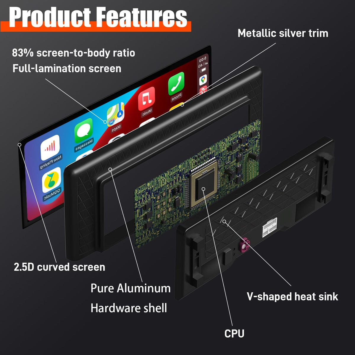 PEMP Linux 12.3" Ultra-Thin Screen E70 E71 CIC Wired Wireless CarPlay Android Auto Mirror Link Car Radio Bluetooth Video Player Screen for BMW X5 X6 2010-2012 with a 720P AHD Reverse Camera