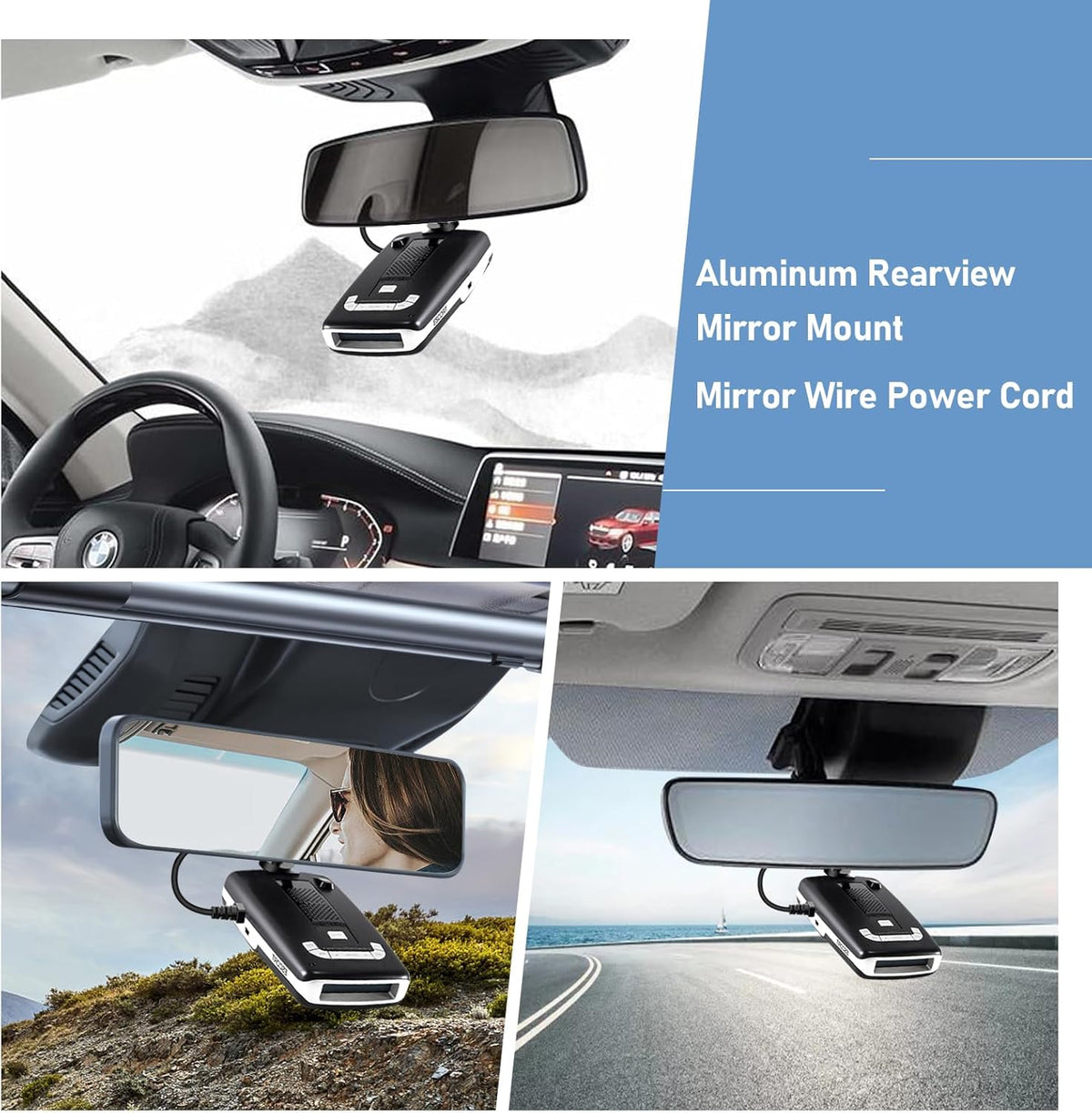 Radar Detector Mount,Rearview Mirror Rod Radar Mounting Bracket+Rearview Mirror Hard Wire Power Cord kit16,with Inline Fuse (for Escort Max / Max2/ MAX360 Radar)