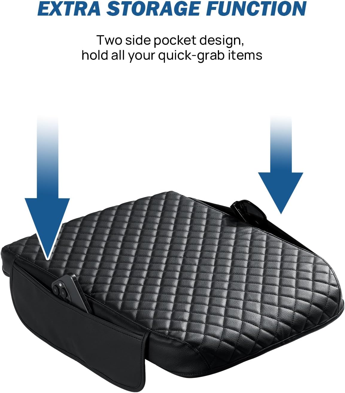 JOYTUTUS Center Console Cover Compatible with 2002-2012 Ram 1500 2500 3500 Jump Seat Console, Leather Arm Rest Armrest Cover for Car, Middle Console Cover Car Arm Rest Cover Replacement, with 2 Pocket