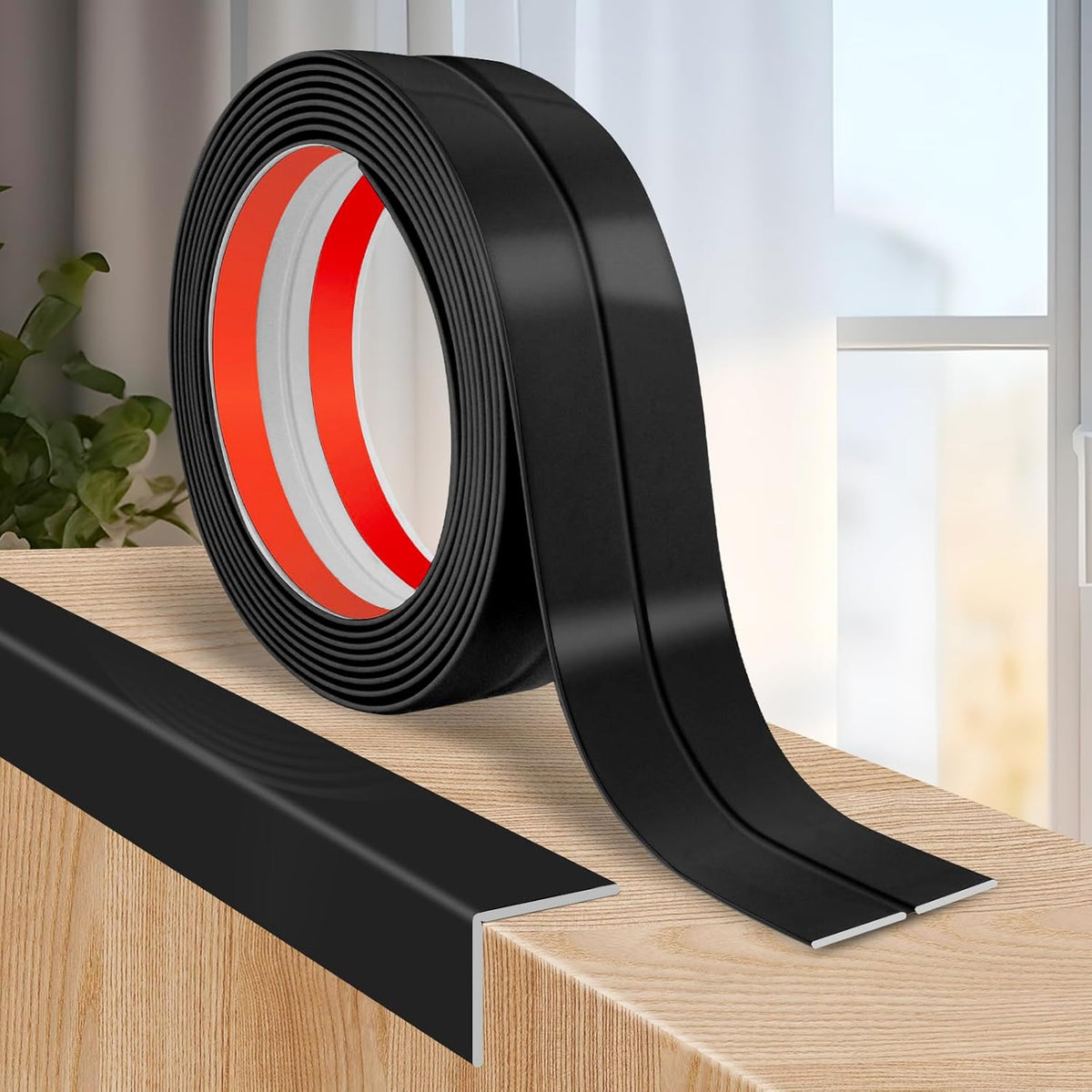 Flexible Wall Corner Protector Moulding Trim Peel and Stick Wall Corner Guards Edge Protector Self Adhesive Molding Trim Strip for Edge Ceiling (Black, 0.8 in x 20 Ft)