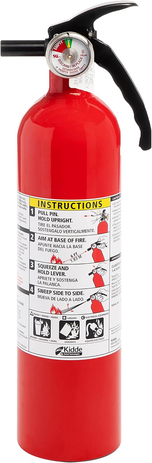 Kidde Auto Fire Extinguisher for Car & Truck, 5-B:C, 3.2 Lbs., Dry Chemical Extinguisher, Strap Bracket (Included) & Fire Extinguisher for Home, 1-A:10-B:C, Dry Chemical Extinguisher, Red
