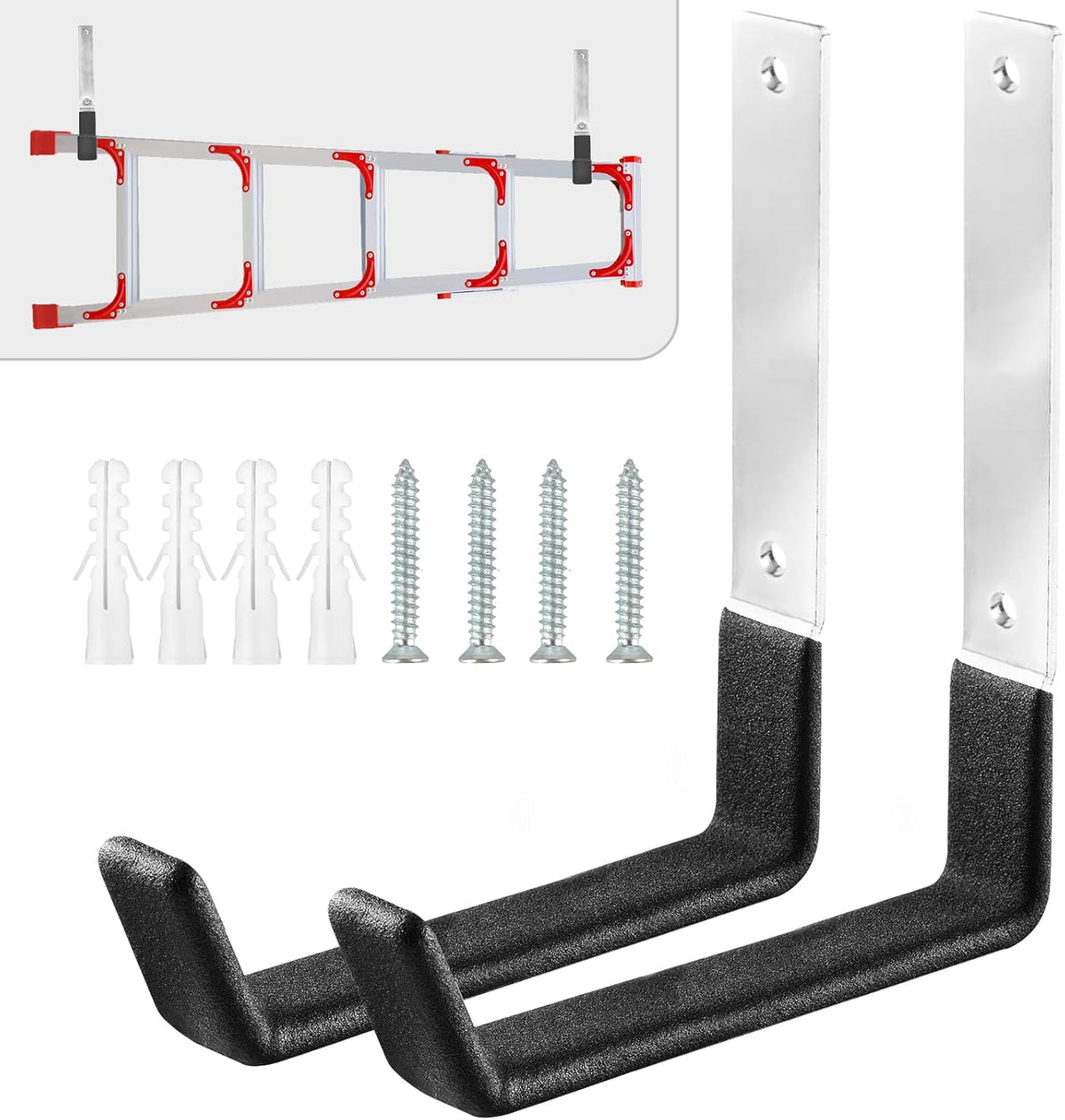 AccEncyc Heavy Duty Garage Hooks, 2Pcs Stainless Steel Wall Mount Hooks, 50lb Weight Capacity, for Garden Hose, Bike, Ladder, Tool Organizer
