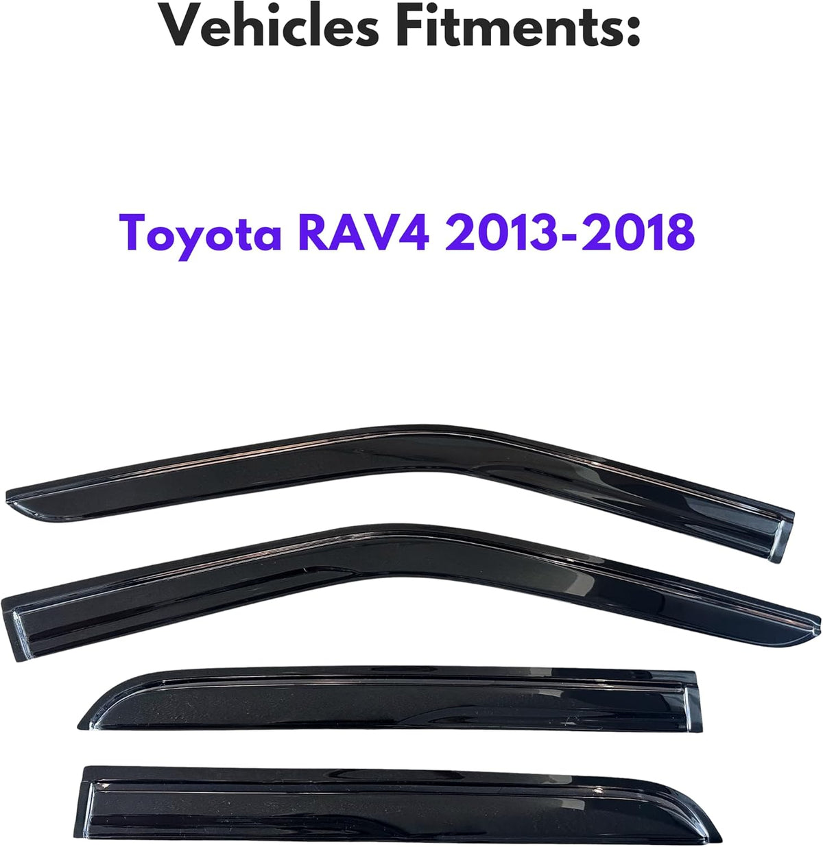 KPY Window Visor Compatible with Toyota RAV4 2013-2018, 4PC Rain Guard Side Window Vent Deflectors Tape-On Mugen Style, 2013 2014 2015 2016 2017 2018