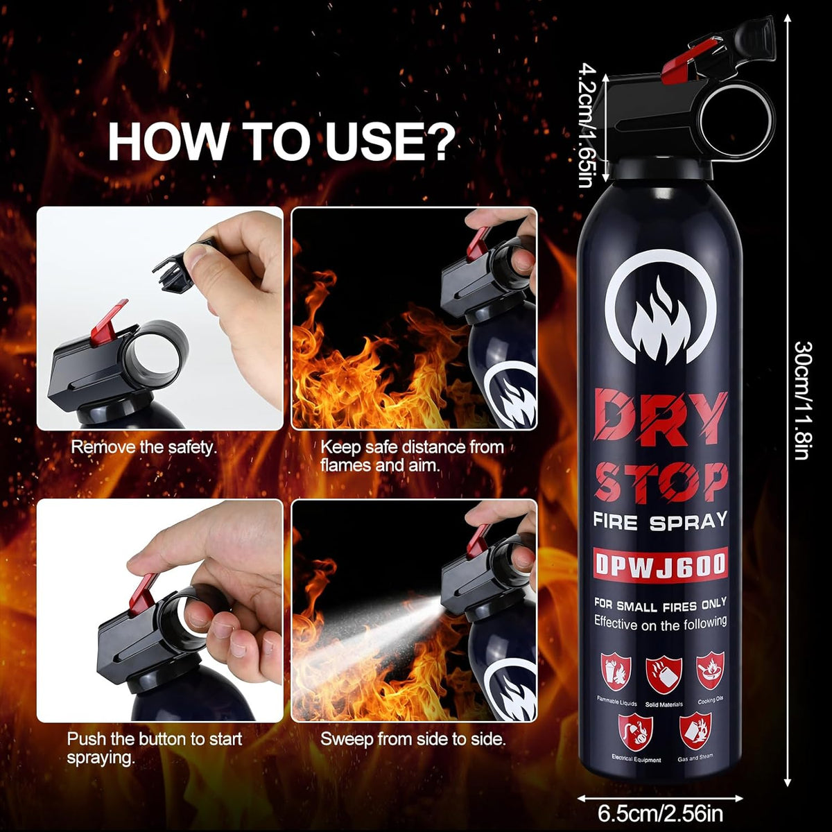 Dry Stop Fire Extinguisher for Home - Auto Fire Extinguisher for Truck Vehicle, 600g Dry Chemical Powder A B C Fire Extinguisher for Kitchen, Car, Boat, Marine, Portable Use (1 Blue)