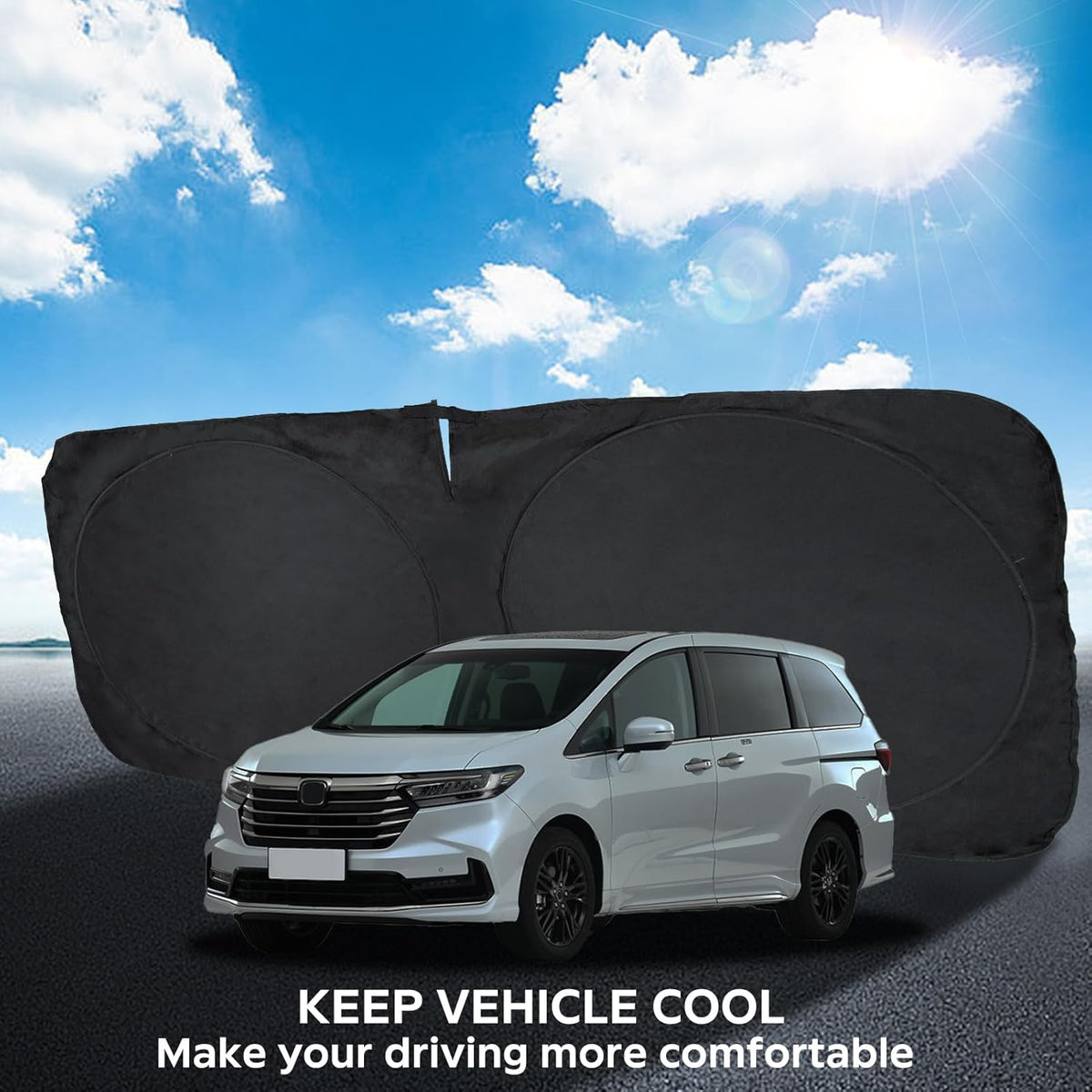 for Odyssey 2026 Windshield Sun Shade Foldable Sunshade fit for Honda Odyssey 2018-2024 2025 LX,EX,EX-L,Touring,Elite Minivan Windshield Cover, Front Window Shield 210T Sun Visor Car Accessories