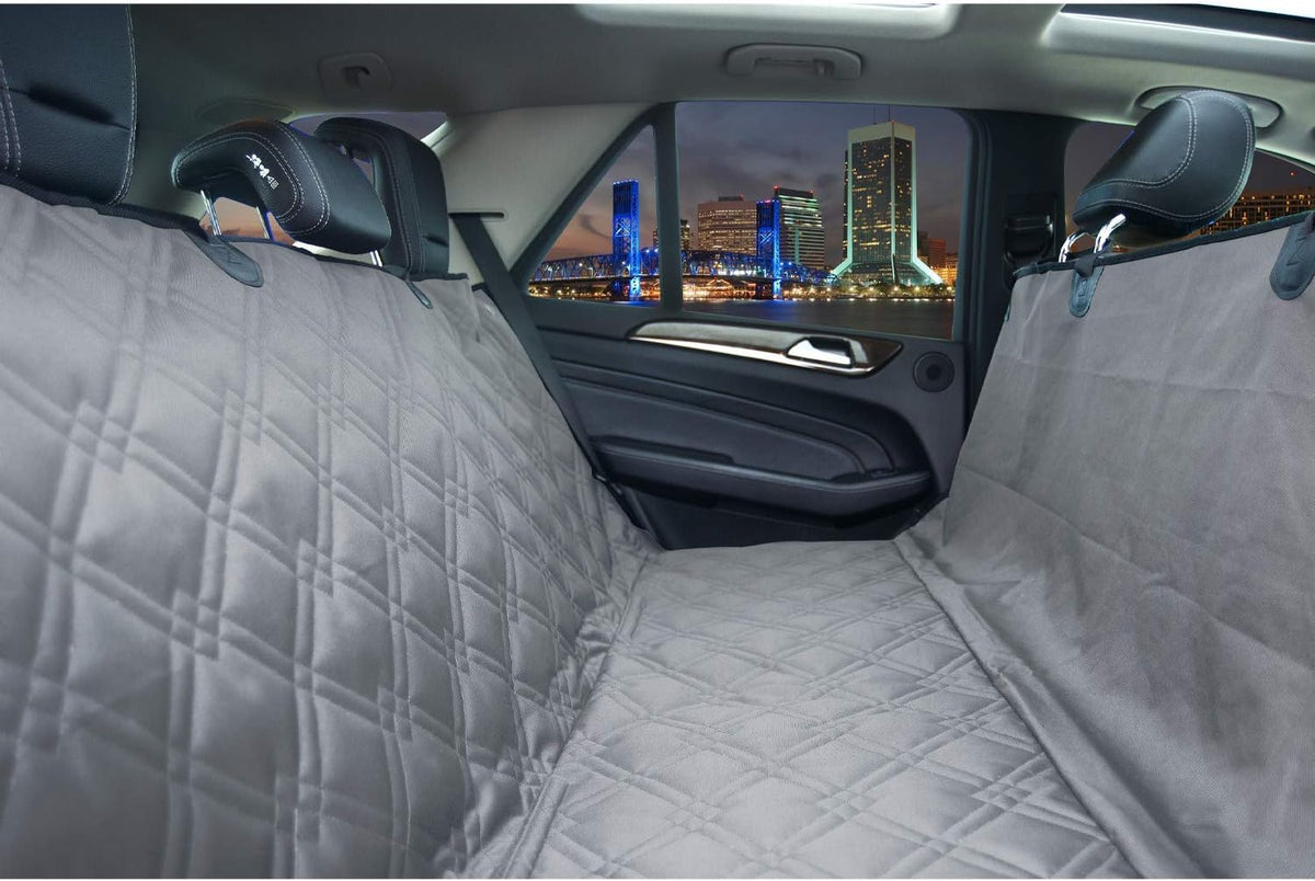 Bulldogology Dog Car Seat Cover Waterproof Heavy Duty Bench Dog Hammock Backseat Protector from Hair, Muddy Paws, Scratches - Pet Car Seat Cover for Cars Trucks SUVs (Large, Grey)