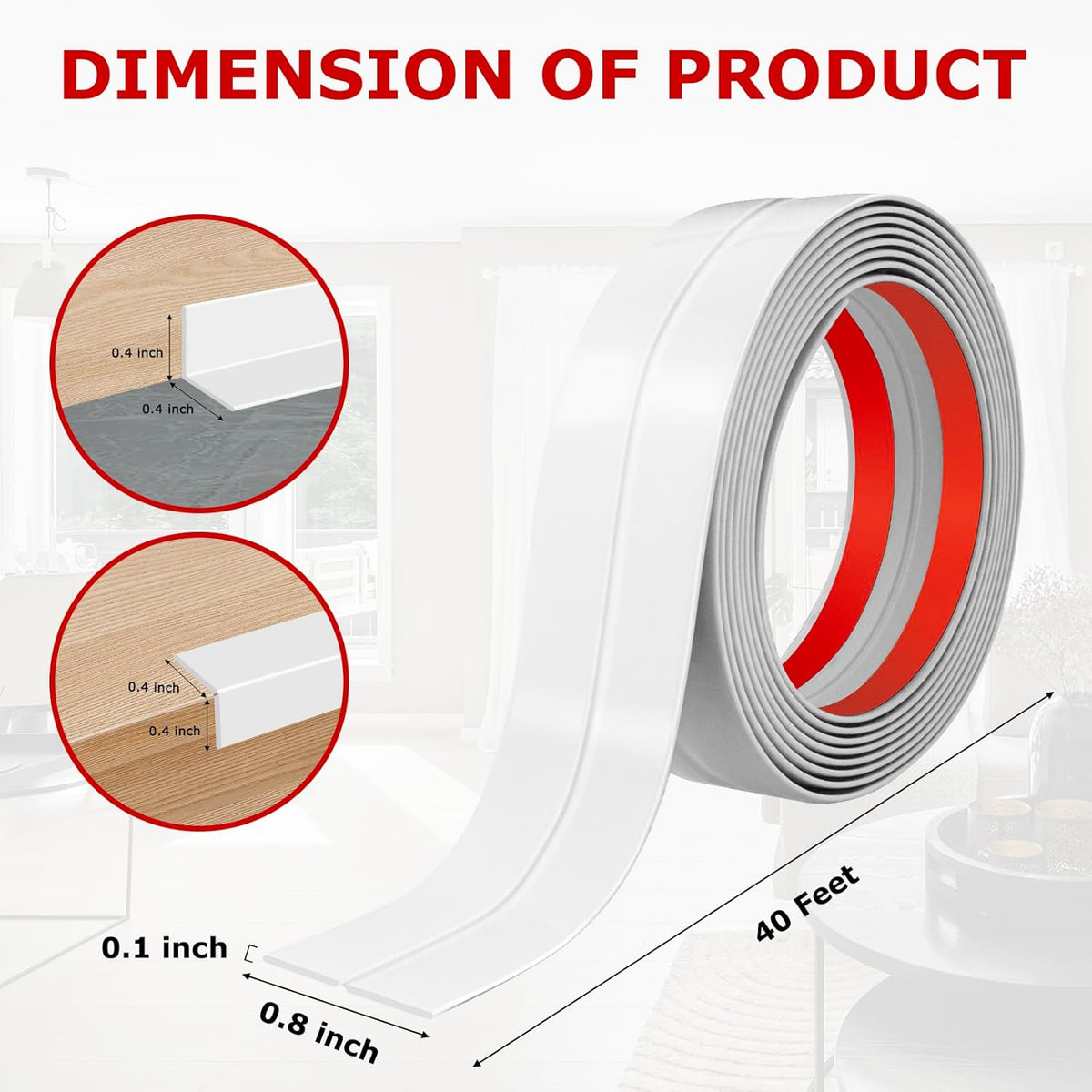 Flexible Wall Corner Protector Moulding Trim Peel and Stick Wall Corner Guards Edge Protector Self Adhesive Molding Trim Strip for Edge Ceiling (White, 0.8 in x 40 Ft)