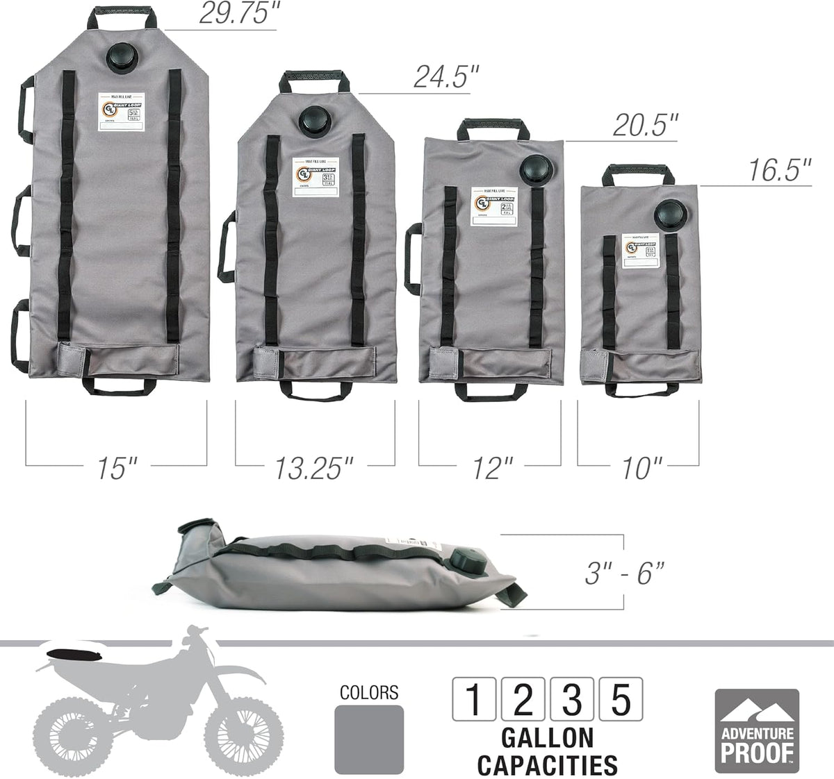Giant Loop Armadillo Bag, Utility Bladder for Safe Transport and Storage of Powersports and Automotive Fluids, for Motorcycles, UTVs, ATVs, 5-Gallon