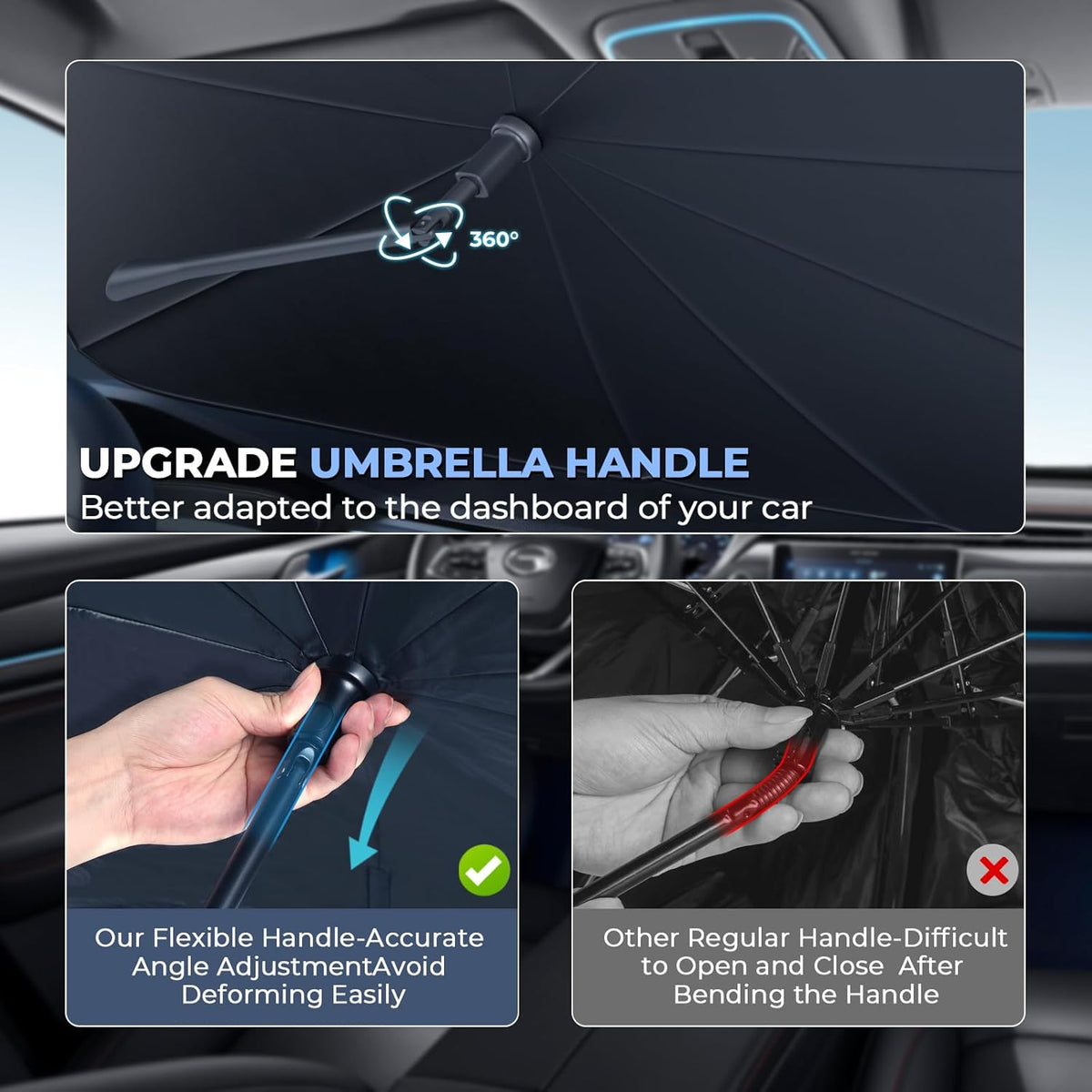 Windshield Sun Shade Umbrella: Custom Fit for 2021-2024 2025 Buick Envision Preferred, Essence, Avenir (E2XX) - Foldable Front Window Sunshade, UV & Heat Protection, Keeps Car Cool