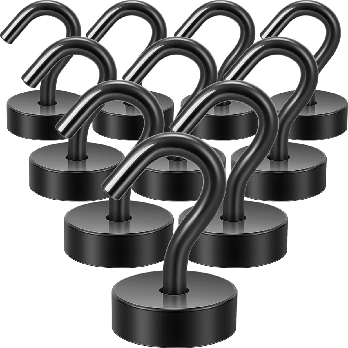 Neosmuk Magnetic Hooks, Cruise Ship Essentials, 30lb+ Heavy Duty Magnetic Hooks for Cruise Cabins, Refrigerator, Grill, Hanging, and Travel | Extra Strong Must-Haves Magnet Hook,Black,Pack of 10