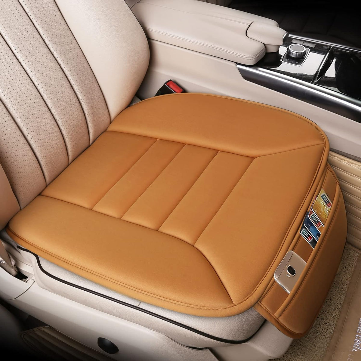 Premium Car Seat Cushion, Driver Cushion with Comfort Memory Foam & Non-Slip Rubber Bottom, Car Seat Pad Works with 95% of Vehicles and Office Chair or Home (Orange)