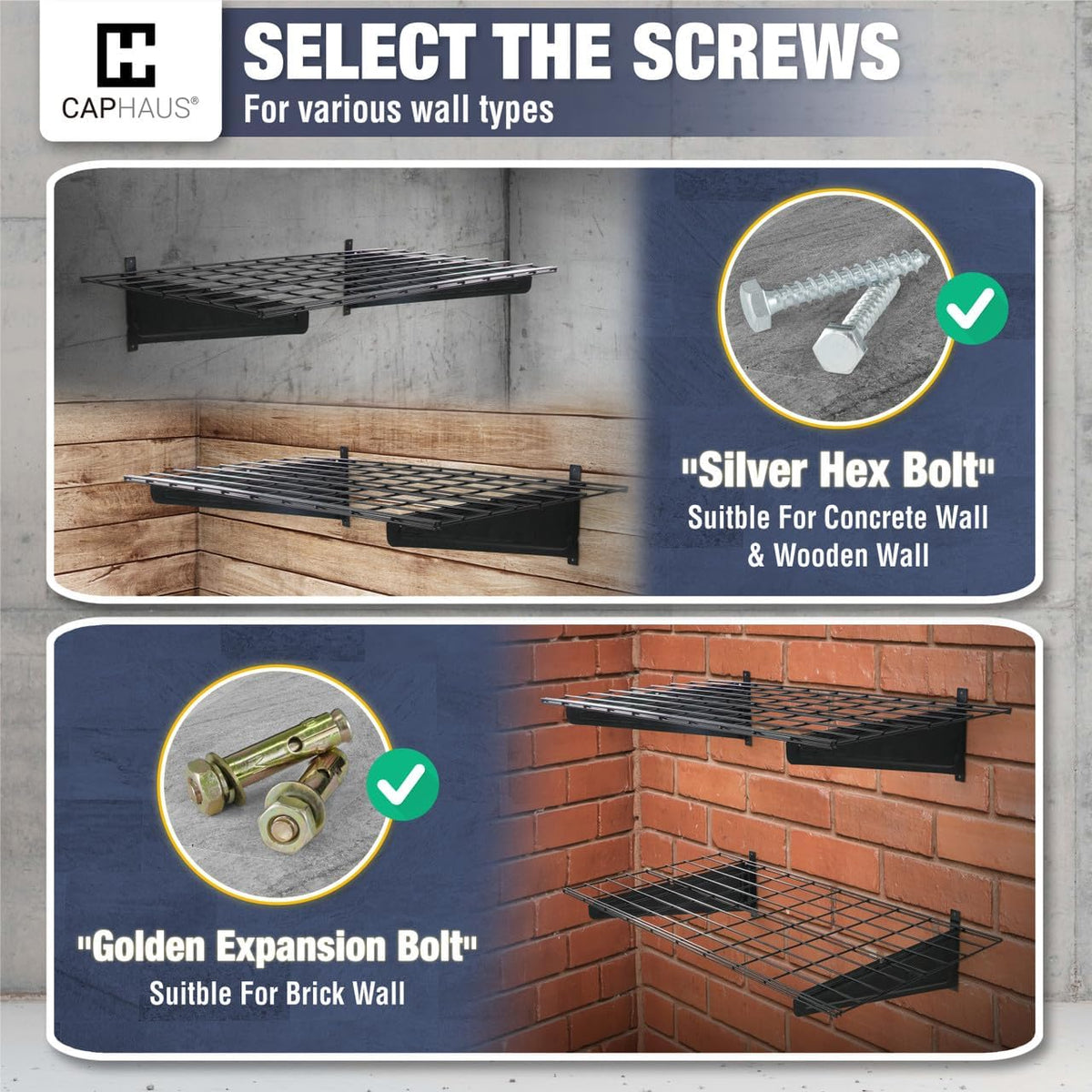 Fencer Wire 72 in. W x 18 in. D Wall Mounted Garage Wall Shelving w/ 4 Hooks, Black Wall Shelf, Heavy Duty Garage Wall Storage System, Garage Organizer Floating Shelves, 1000lb Weight Capacity
