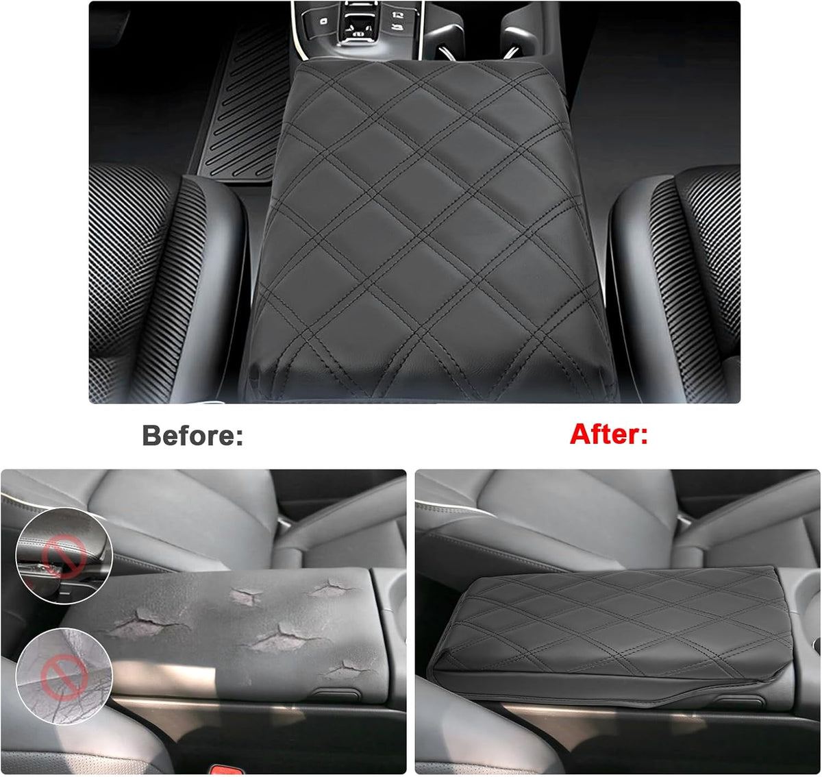 SXCY for 2023 2024 2025 Toyota Crown Armrest Cover Pad for Toyota Crown Accessories 2023-2025 Crown Signia Center Console Cover Cushion 2025 Crown Middle Console Cover (Add-Pad w/Argyle&Black Line)