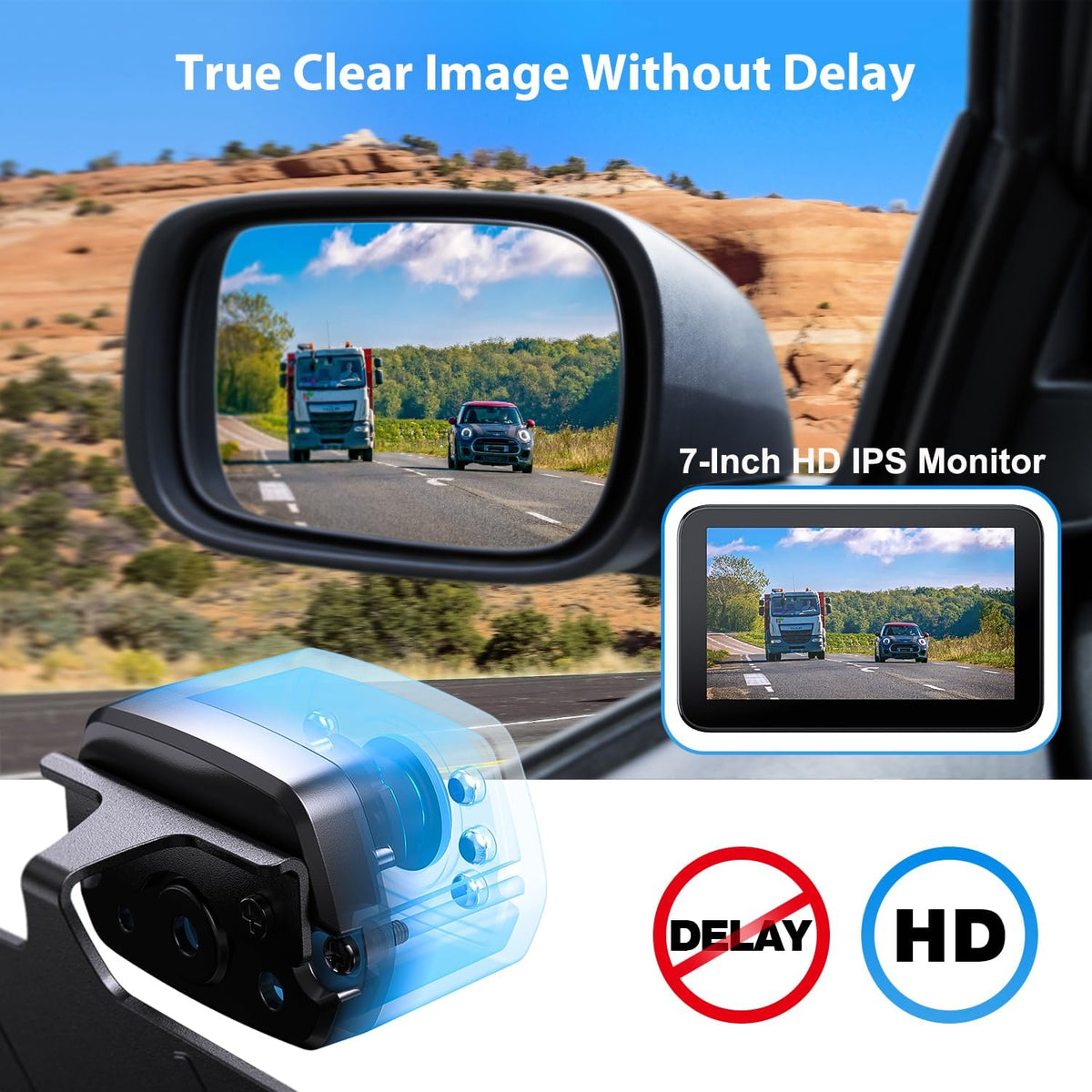 Wired Backup Camera Kit with 7" Monitor, HD 1080P Display for Car Truck/Pickup/SUV/Van/RV, Night Vision Rear View Camera IP69 Waterproof-B7