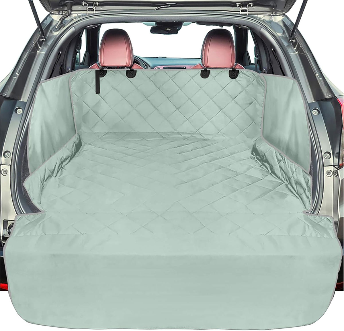 F-color SUV Cargo Liner for Dogs - Waterproof Pet Cargo Liner with Side Flaps, Comfort Dog Cargo Cover with Bumper Flap, Scrachproof Non-Slip Large Size Universal Fit SUVs Sedans Trunks Vans, Grey