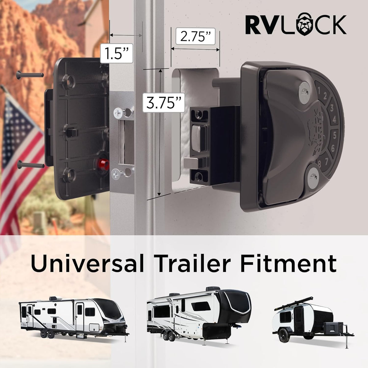 RVLOCK V4 RV Door Lock Keyless Entry with Remote, Secure and Convenient Camper Latch Replacement, Durable RV Door Lock Replacement for Trailers with Patented Security Technology