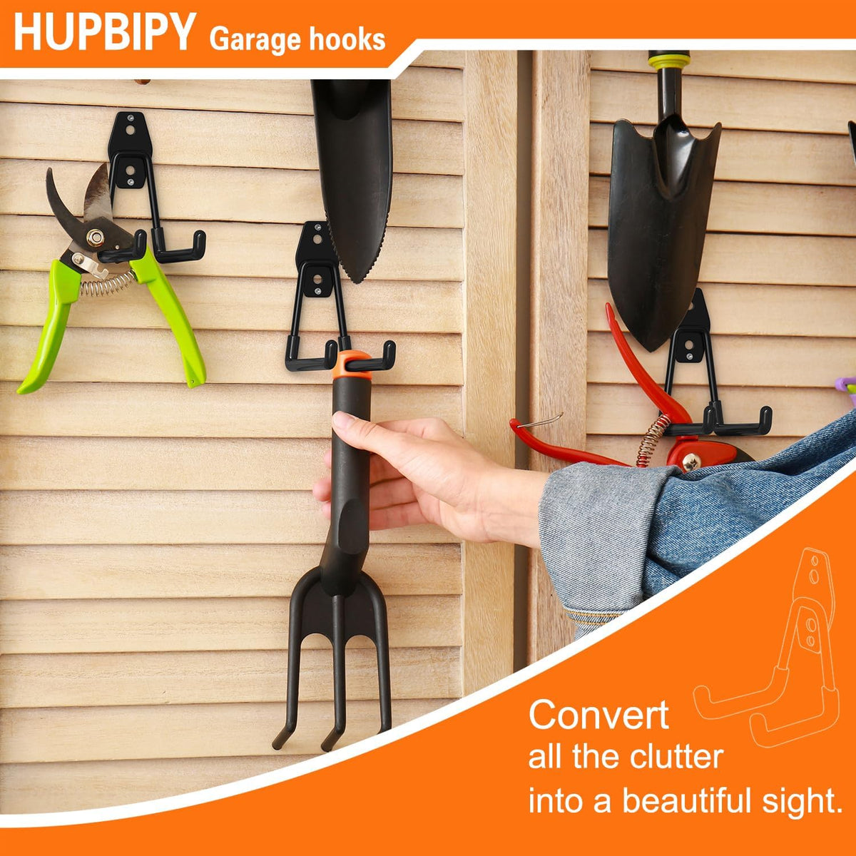 Heavy Duty Garage Hooks 4 Pack, 5.1 inch Medium U Shaped Hanger, Wall Mounted Storage System, Power and Garden Tool Organizer, for Hanging Ladders, Hose, Bulk Items and More