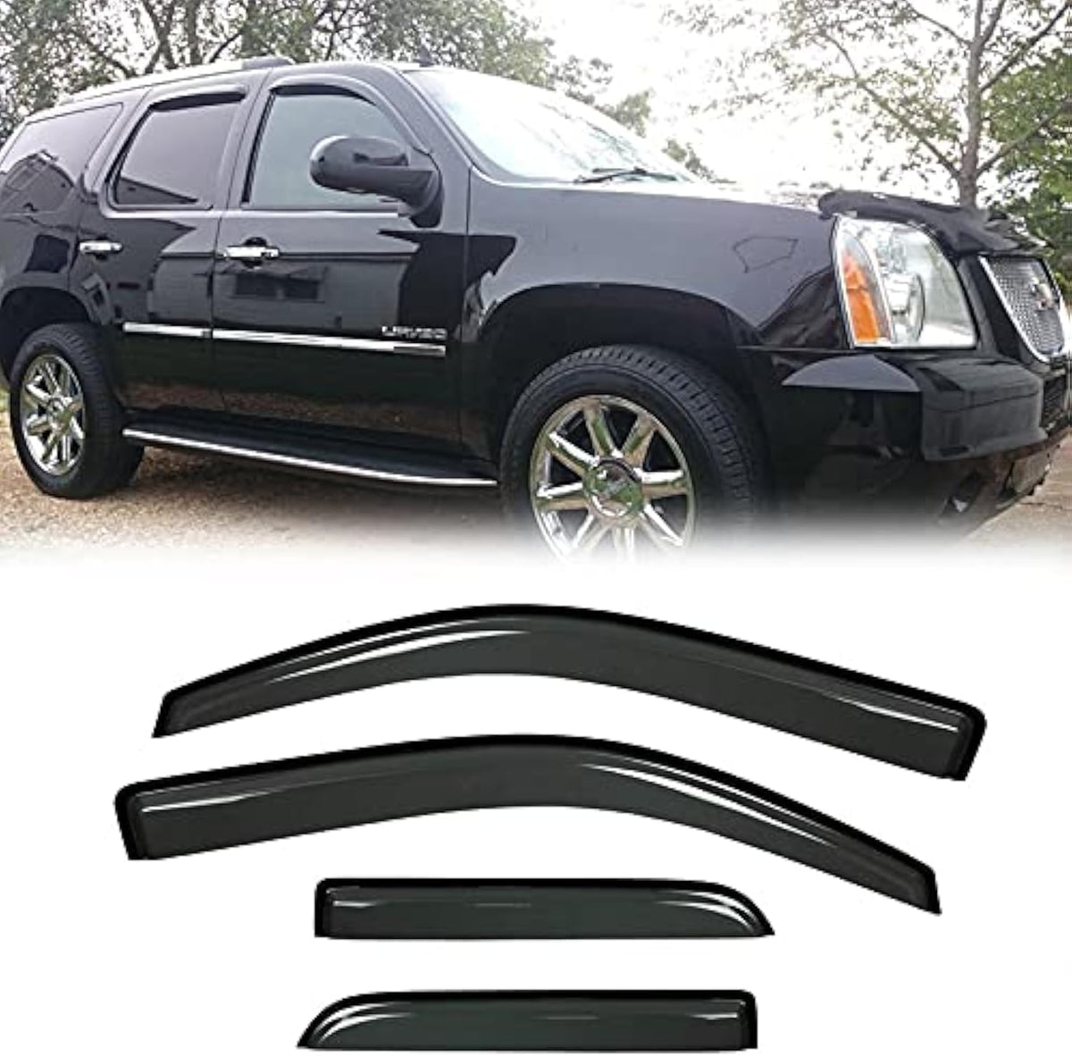 Sunproof Waterproof Side Window Wind Deflector, 4pcs Protective Replacements Rain Guards Set, Window Visor fit for 2007-2014 Chevrolet Tahoe/GMC Yukon 94514