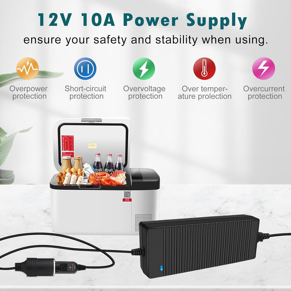 inShareplus 12V 120W AC to DC Converter, 110V to 12V 10A Car Cigarette Lighter Adapter to Wall Outlet Socket, 12 Volt Power Supply Transformer for Car Devices (MP3, Fan, Dash Cam ect.)