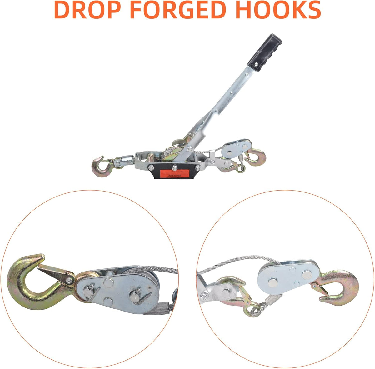5 Ton Heavy Duty 3 Hook Steel Cable Dual Gear Power Puller Come Along Chain Winch Ratchet Tool, Automotive Hoist Hand Winch Cable Puller Stretcher Lift