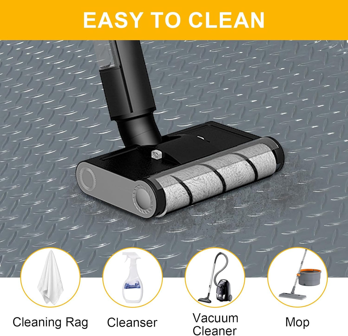 8x20 FT Garage Floor Mat, 2.8mm Thickened Flooring Roll Diamond Plate PVC Rubber Trailer Mat with 20Pcs Tapes, Non-Slip Floor Protector Mat for Garage, Warehouse, Gyms, Trailer, Gray