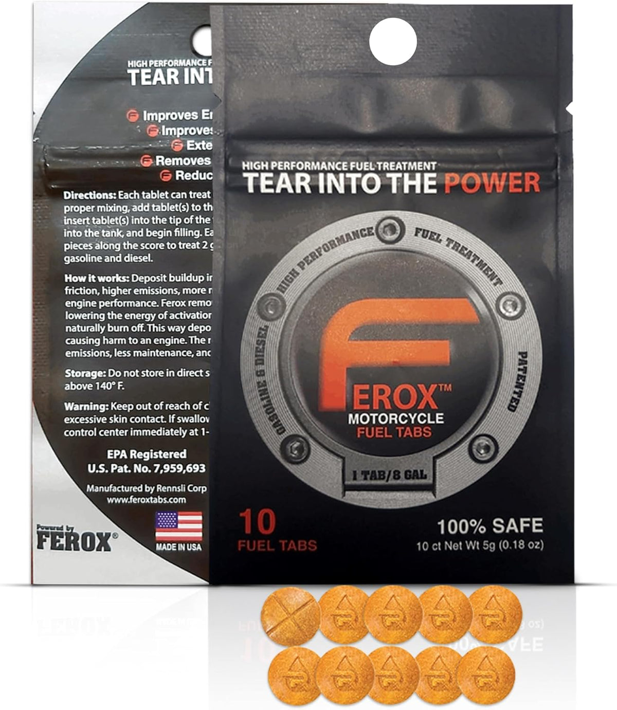 Ferox – Performance Fuel Catalyst | Not an Additive, It’s an Advantage | Total Combustion Control | Race Gas Feel, Fraction of The Price | Any Fuel, Any Engine | 1 Tab = 8 GAL