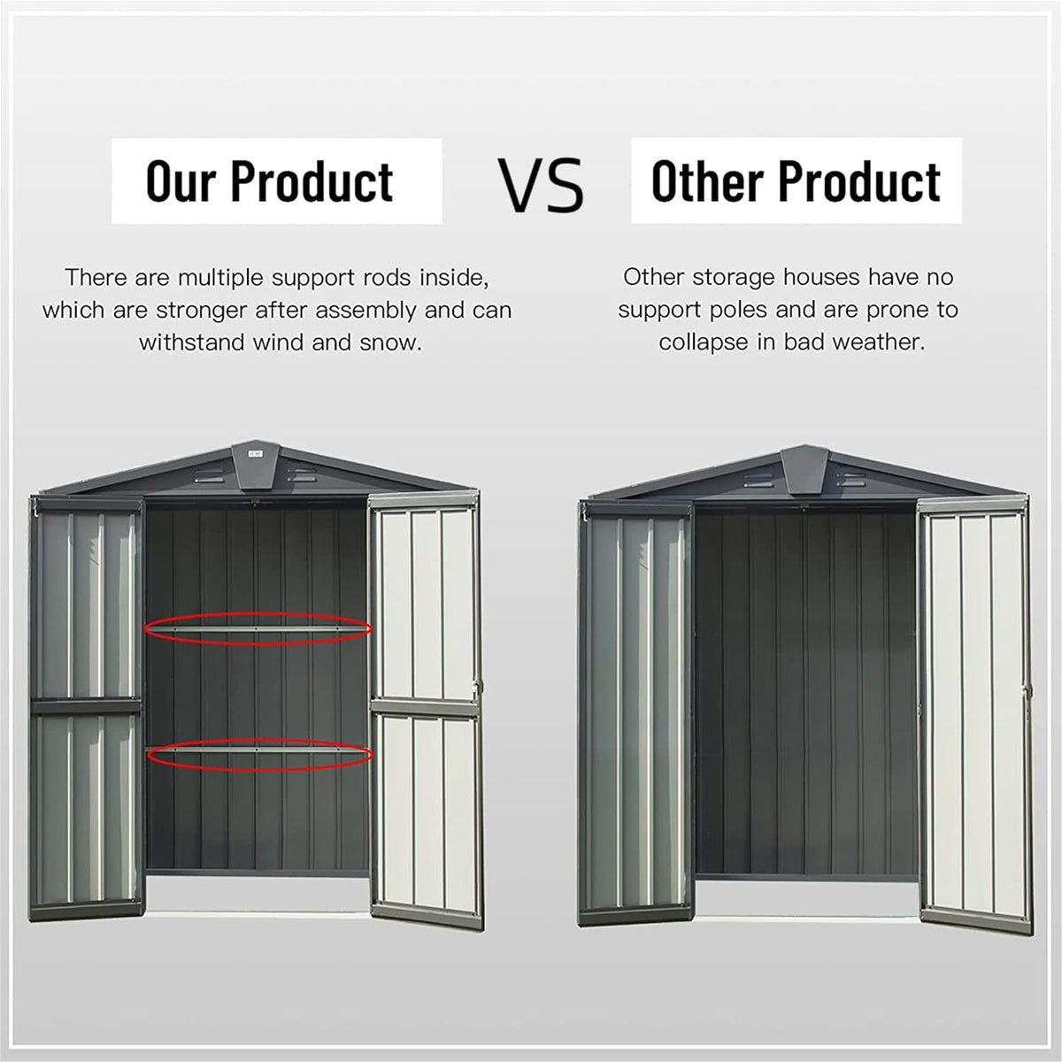iKERY Galvanized Steel Storage Shed - 6.5' x 4.2' with Lockable Door, Metal Garden Shed for Bikes, Tools, Lawn Mowers and Trash Cans, Ideal for Backyard and Patio, Dark Gray