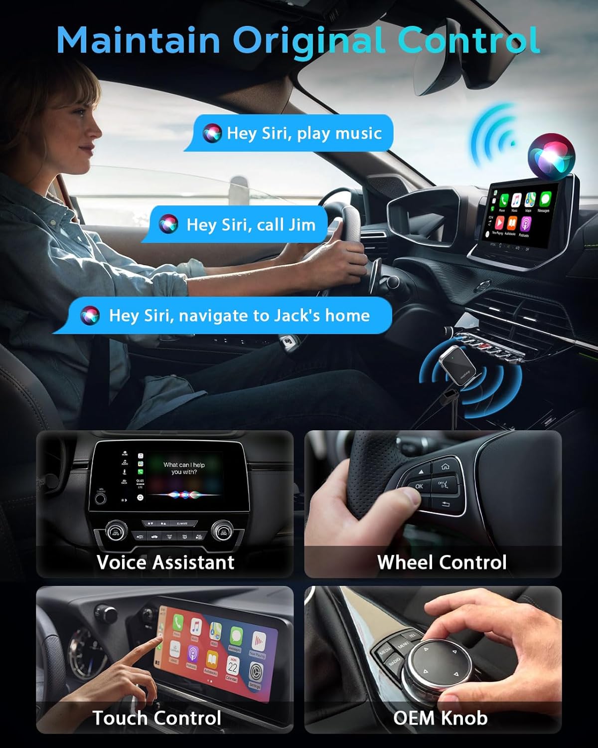 Wireless CarPlay Adapter for Apple iPhone - 2025 Wired Car Play to Wireless Dongle, USB-A/C Plug & Play, Stable Bluetooth CarPlay Adapter Only for iPhone iOS 10+ & Cars with Factory Wired Car Play