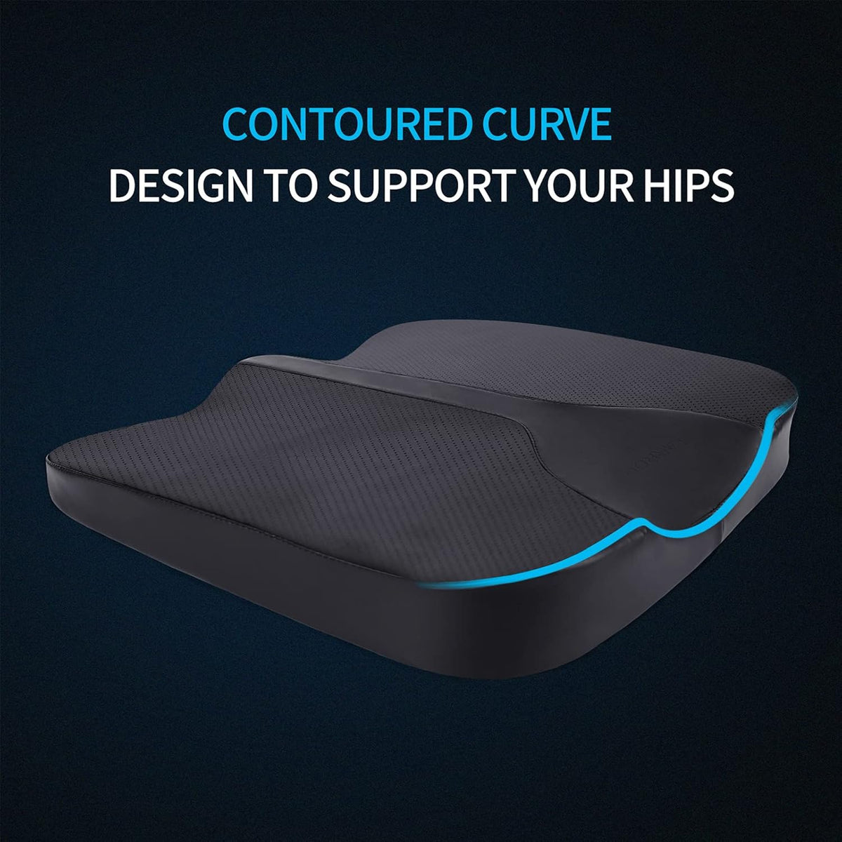 Car Seat Cushion - Comfort Memory Foam Seat Cushion for Car Seat Driver, Tailbone (Coccyx) Pain Relief Pad, Car Seat Cushions for Driving, Office Chair Cushion (Black)