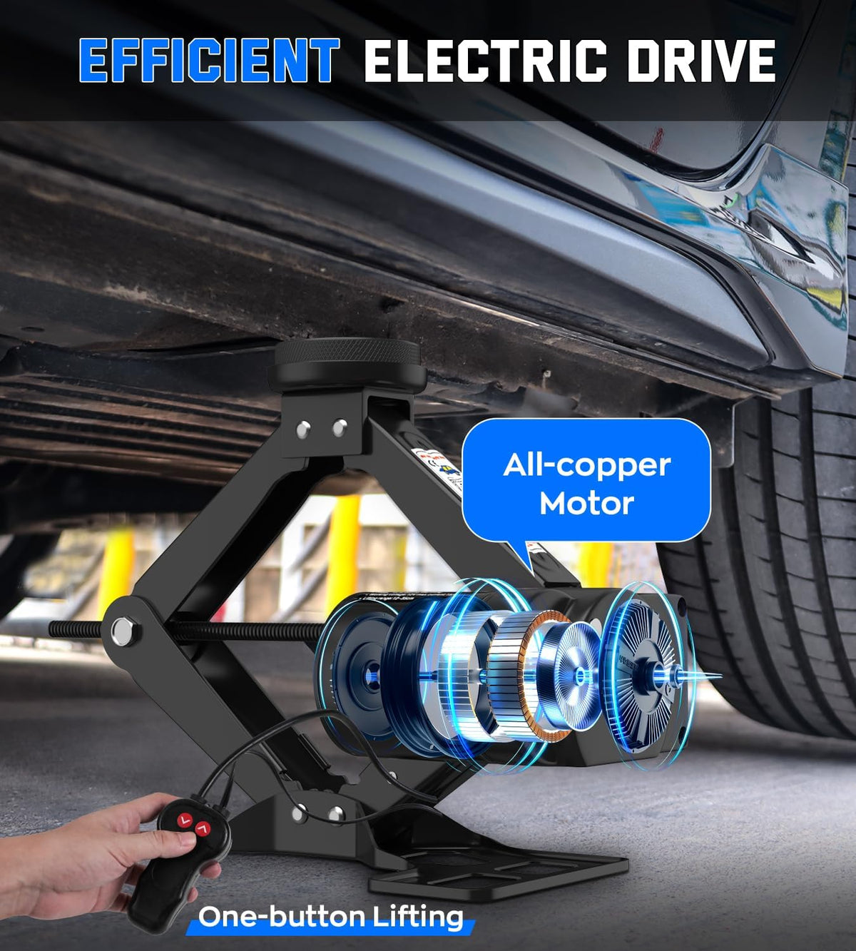 Electric Car Jack for Tesla Model Y Model 3/S/X, Portable 2 Ton 12V Electric Jack for Tesla Vehicles with Lug Wrench