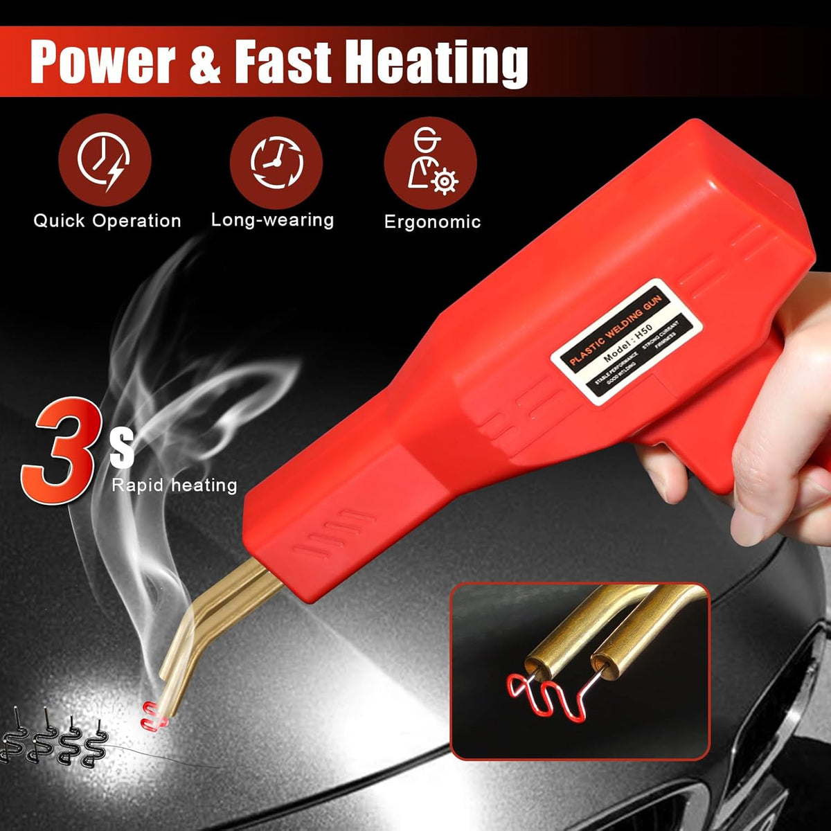 ATOLS Plastic Welder, 1000PCS Staples, Plastic Welding Kit, Hot Stapler Kit, Plastic Welder Gun Kit, Car Bumper Repair Kit, Plastic Repair Kit