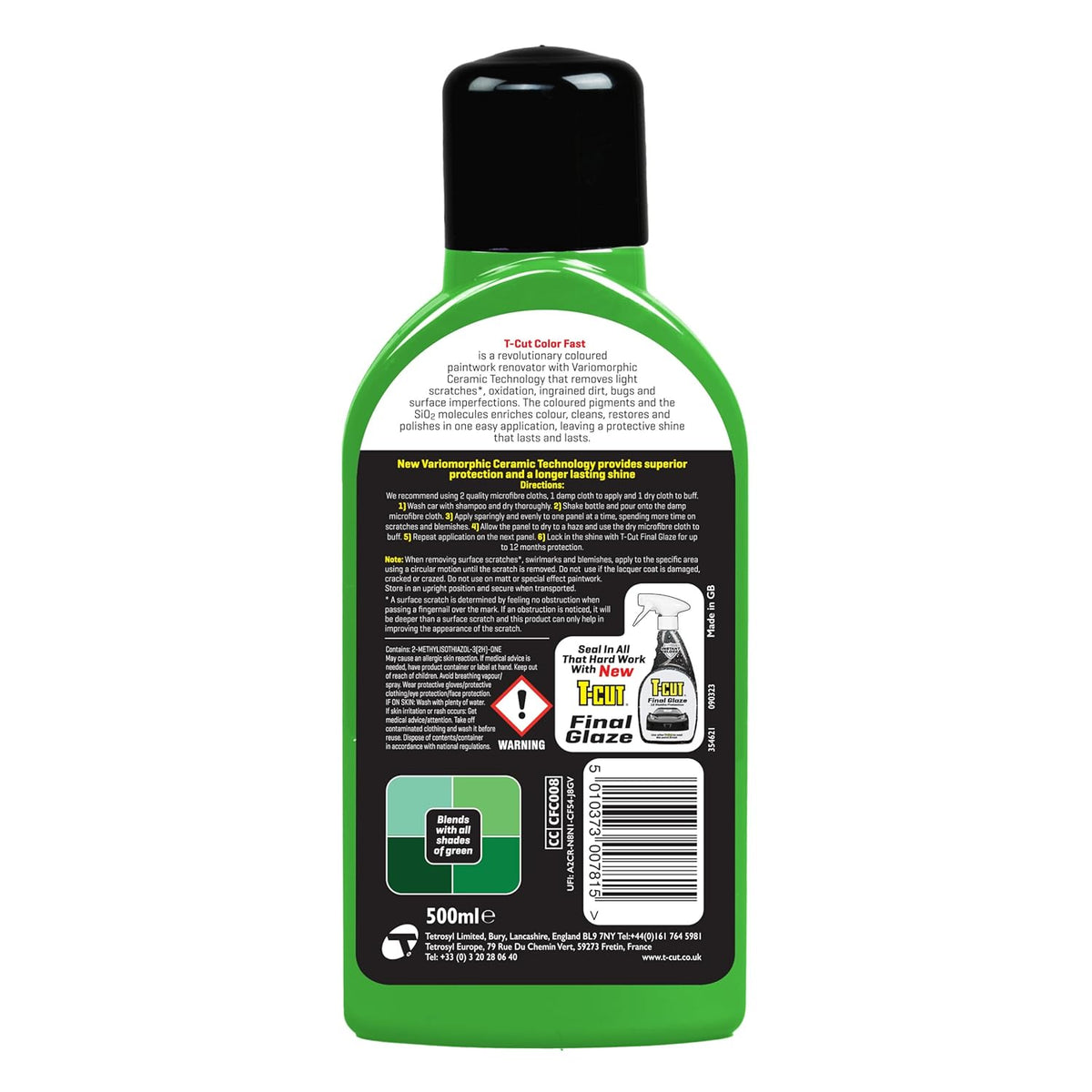 T-Cut Dark Green Scratch Remover Color Fast Paintwork Restorer Car Polish, 13 Colors Available, 17 Fl Oz