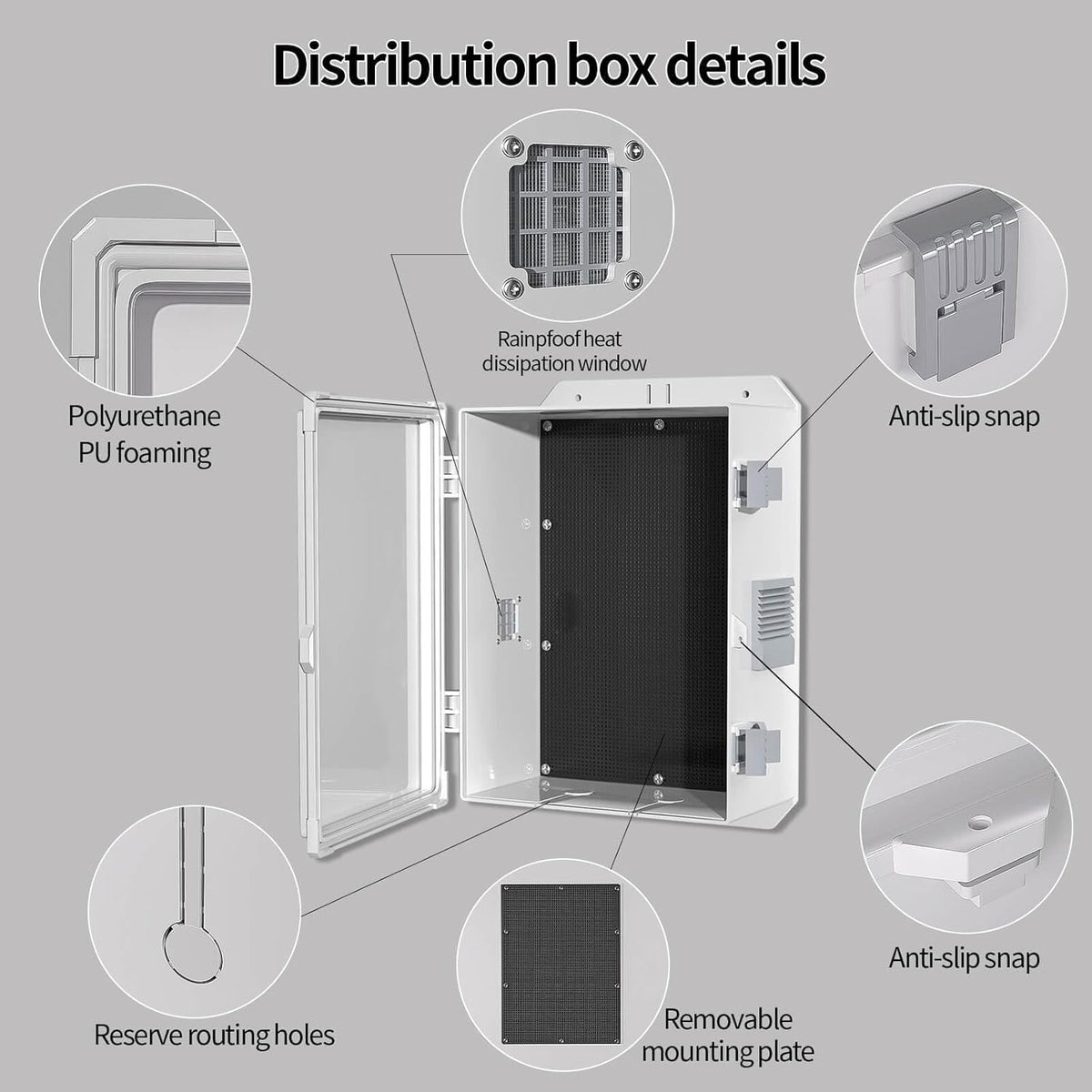 Outdoor Electrical Junction Box, ABS Water Resistant Enclosure with Internal Mounting Panel & Hinged Cover (13" H* 9.2" L* 5.6" W)