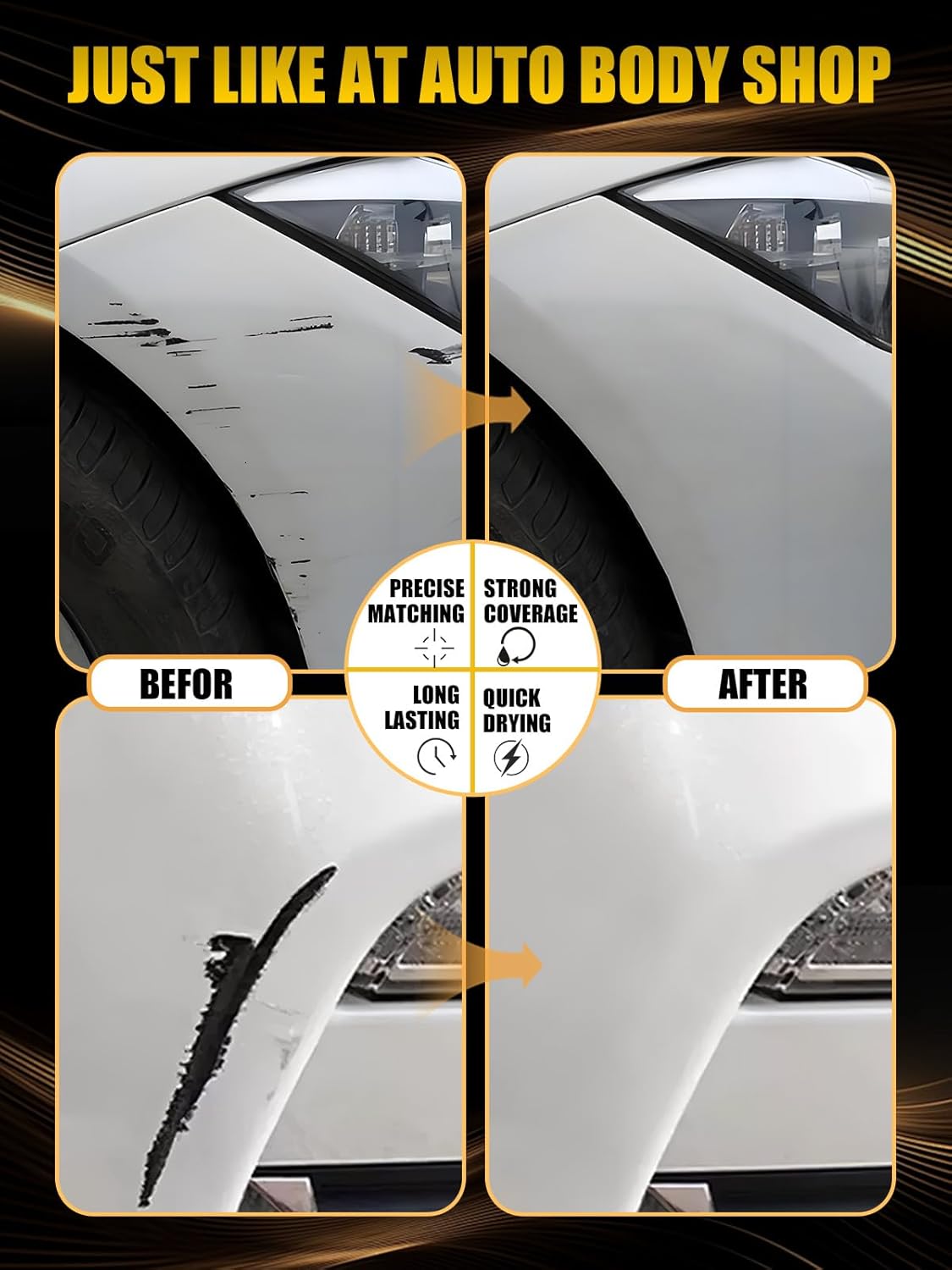 (LZ7S/6Y) Daytona Gray Pearl Touch Up Paint Compatible with Audi, Exact Match Car Paint Pen Automotive Scratch Repair Remover Kit Quick & Easy Solution for Vehicle Chips and Nicks