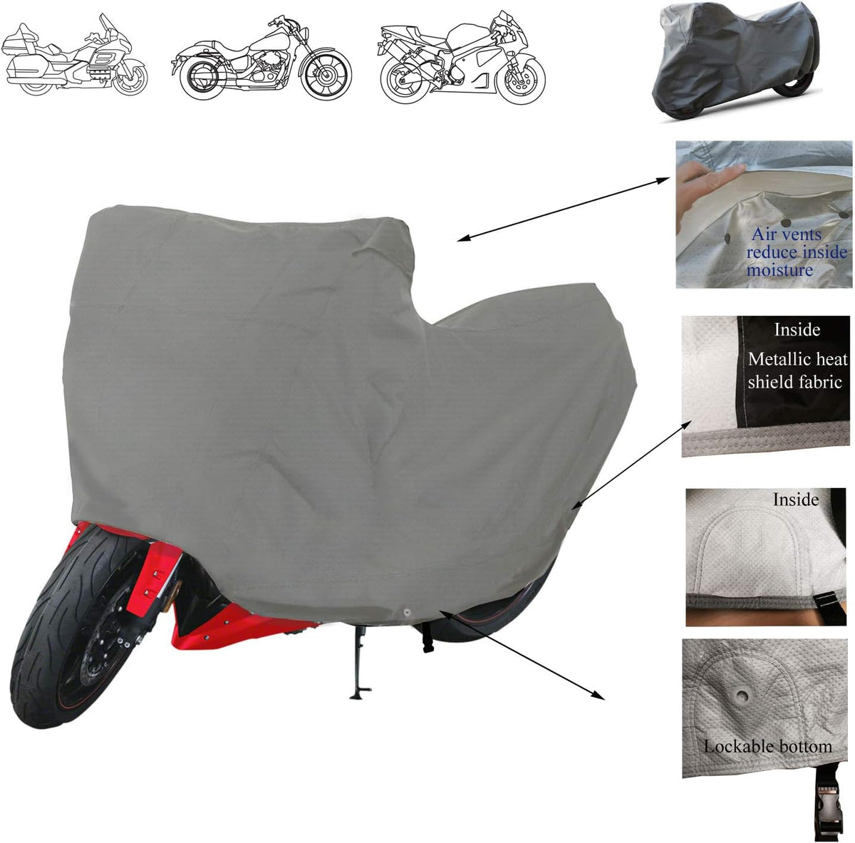 SavvyCraft Supreme Motorcycle Storage Cover for Sports Bike Fit up to 90" L