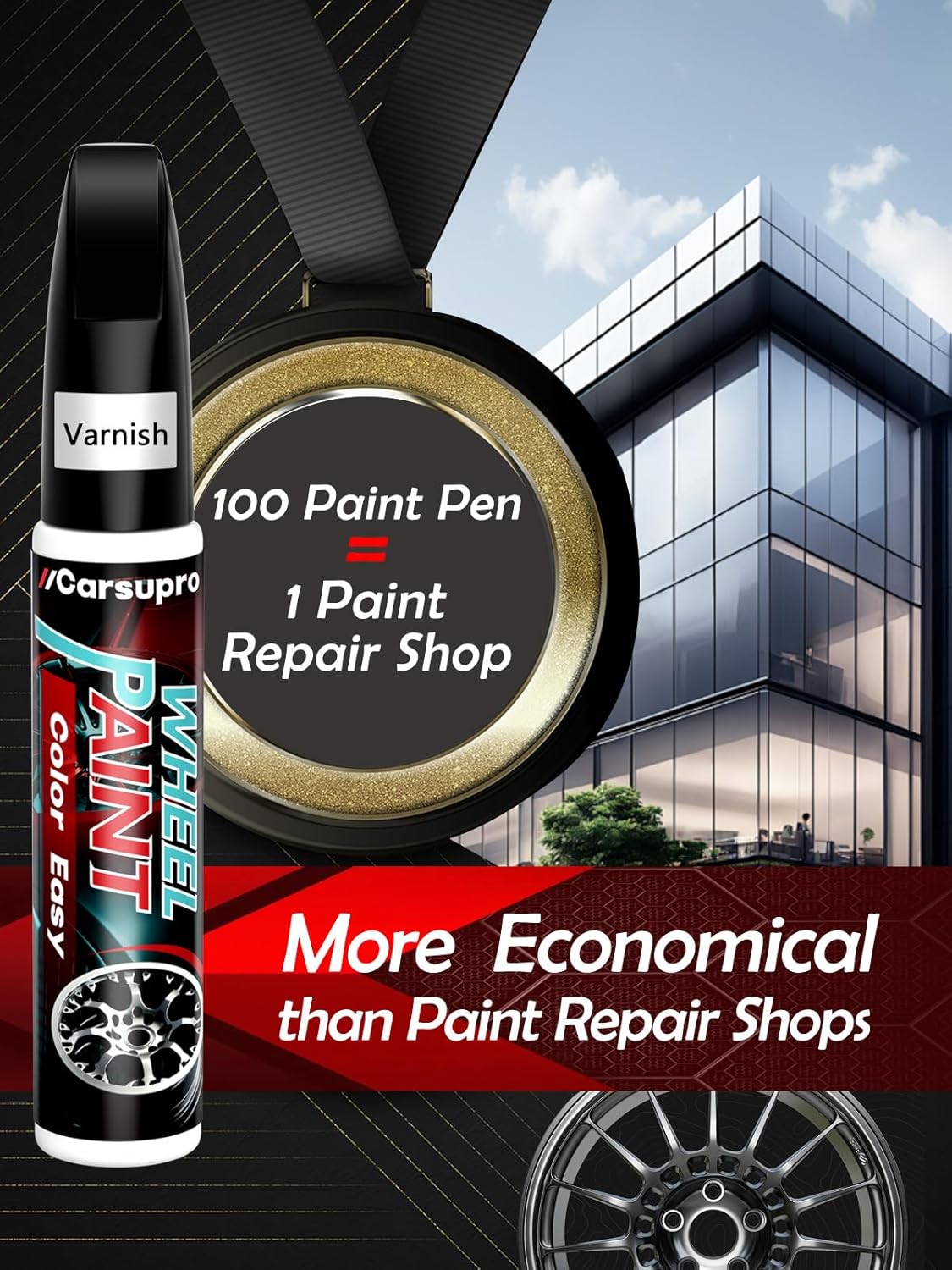 Black Rim Touch Up Paint. Wheel Scratch Repair Pen. Car Rim Paint Pen Quick And Easy Fix Rim Scratches,Rim Paint For Car Wheel Repair (2, Gloss Black+Varnish)